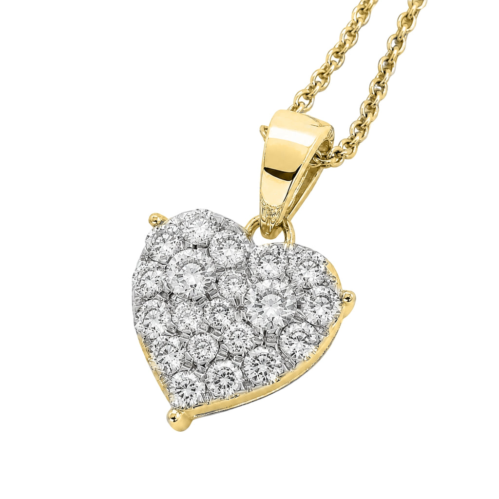 Diamonair Lab Grown Diamond (F/VS+) 1.00 carat Round cut Sterling Silver Heart Pendant - Sterling Silver | Gold over Silver