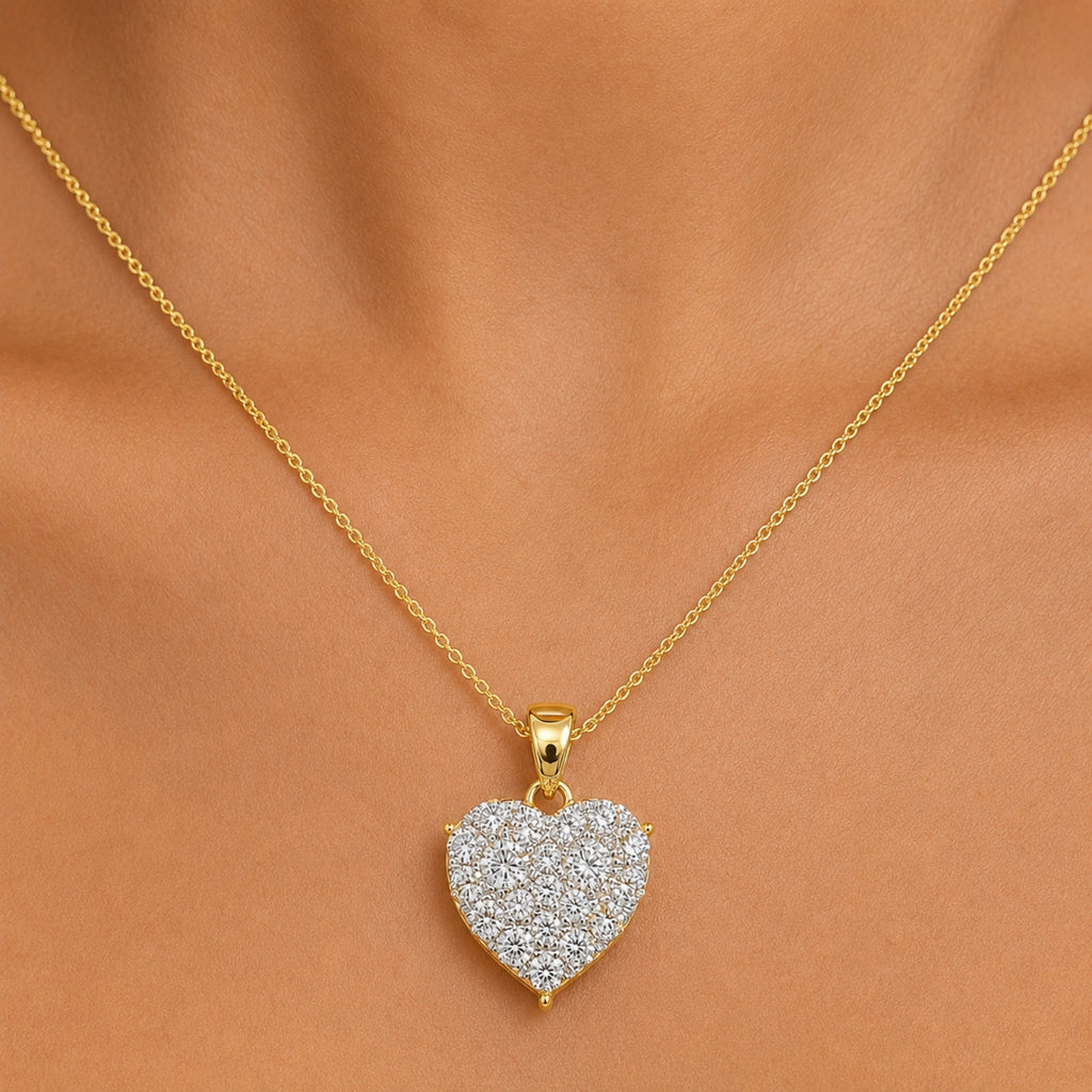 Diamonair Lab Grown Diamond (F/VS+) 1.00 carat Round cut Sterling Silver Heart Pendant - Sterling Silver | Gold over Silver