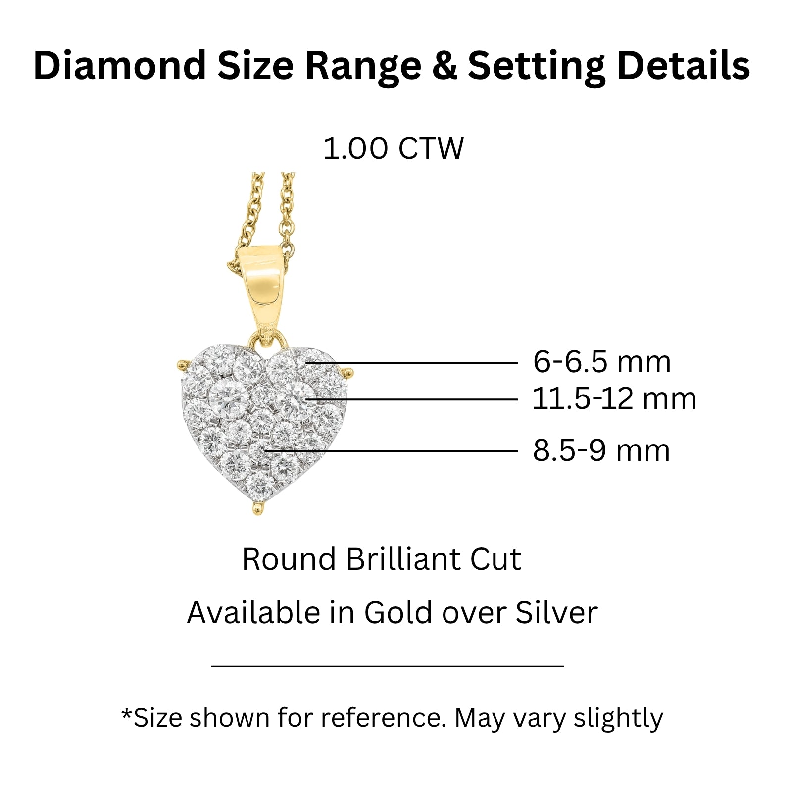 Diamonair Lab Grown Diamond (F/VS+) 1.00 carat Round cut Sterling Silver Heart Pendant - Sterling Silver | Gold over Silver