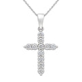 Diamonair Lab Grown Diamond (F/VS+) 2.00 carat Round cut Sterling Silver Cross Pendant - Sterling Silver | Gold over Silver