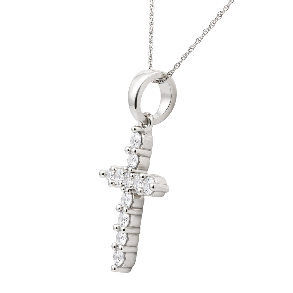 Diamonair Lab Grown Diamond (F/VS+) 2.00 carat Round cut Sterling Silver Cross Pendant - Sterling Silver | Gold over Silver