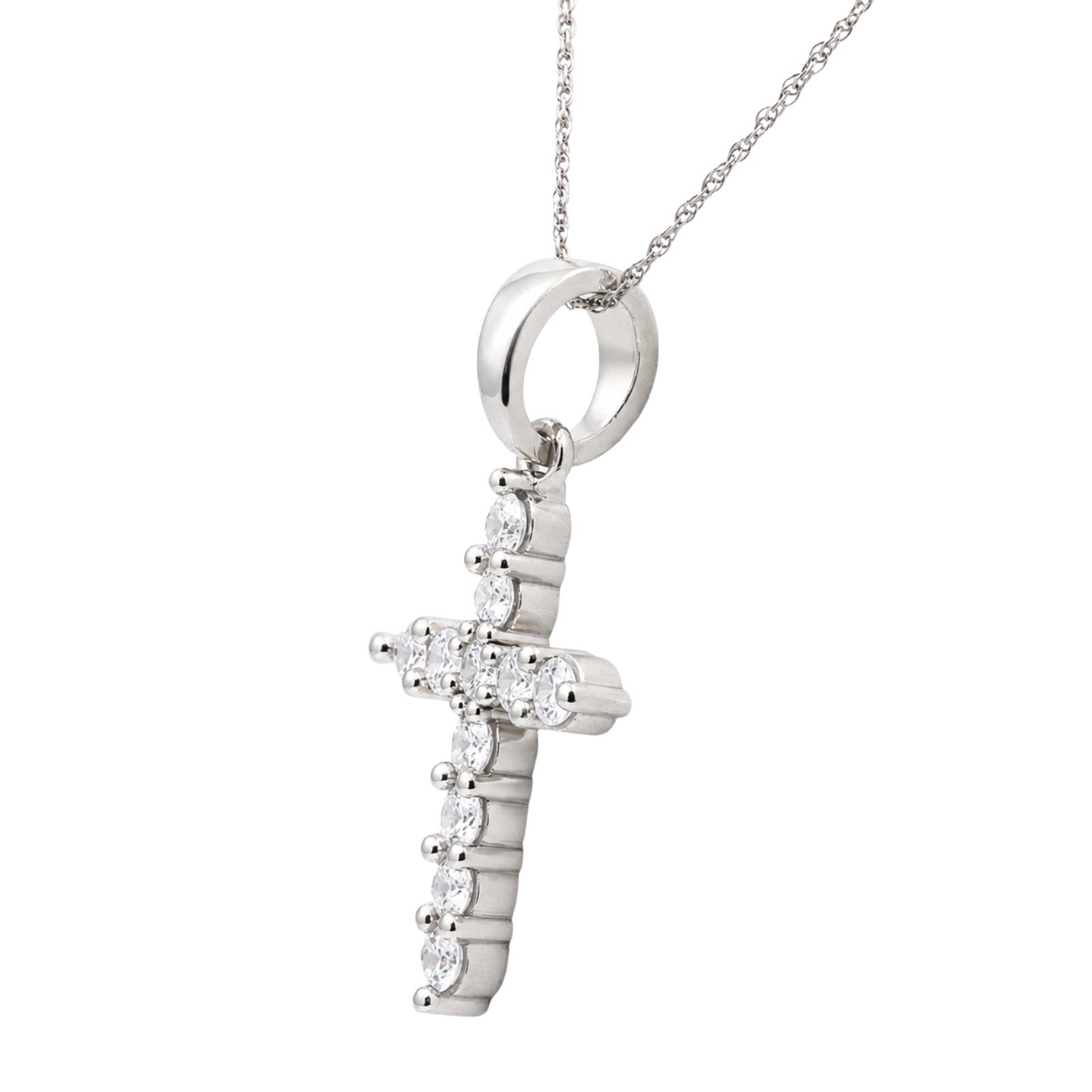 Diamonair Lab Grown Diamond (F/VS+) 2.00 carat Round cut Sterling Silver Cross Pendant - Sterling Silver | Gold over Silver