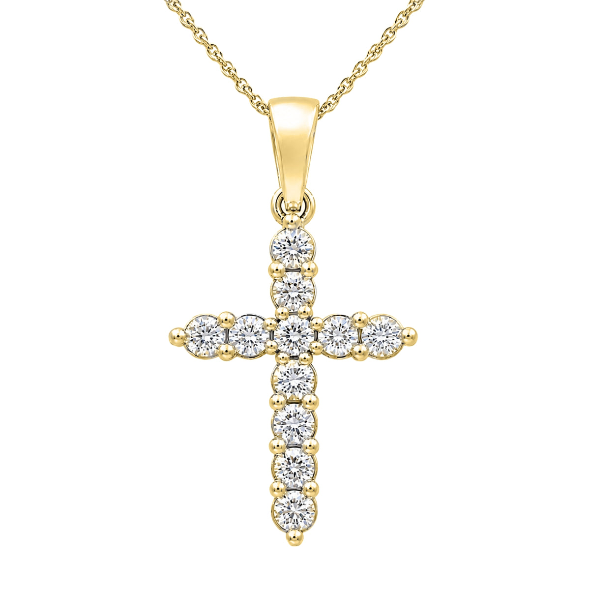2 ctw Round Cross Pendant Necklace