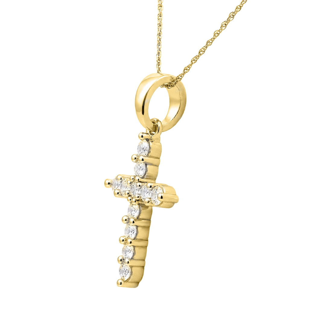 Diamonair Lab Grown Diamond (F/VS+) 2.00 carat Round cut Sterling Silver Cross Pendant - Sterling Silver | Gold over Silver