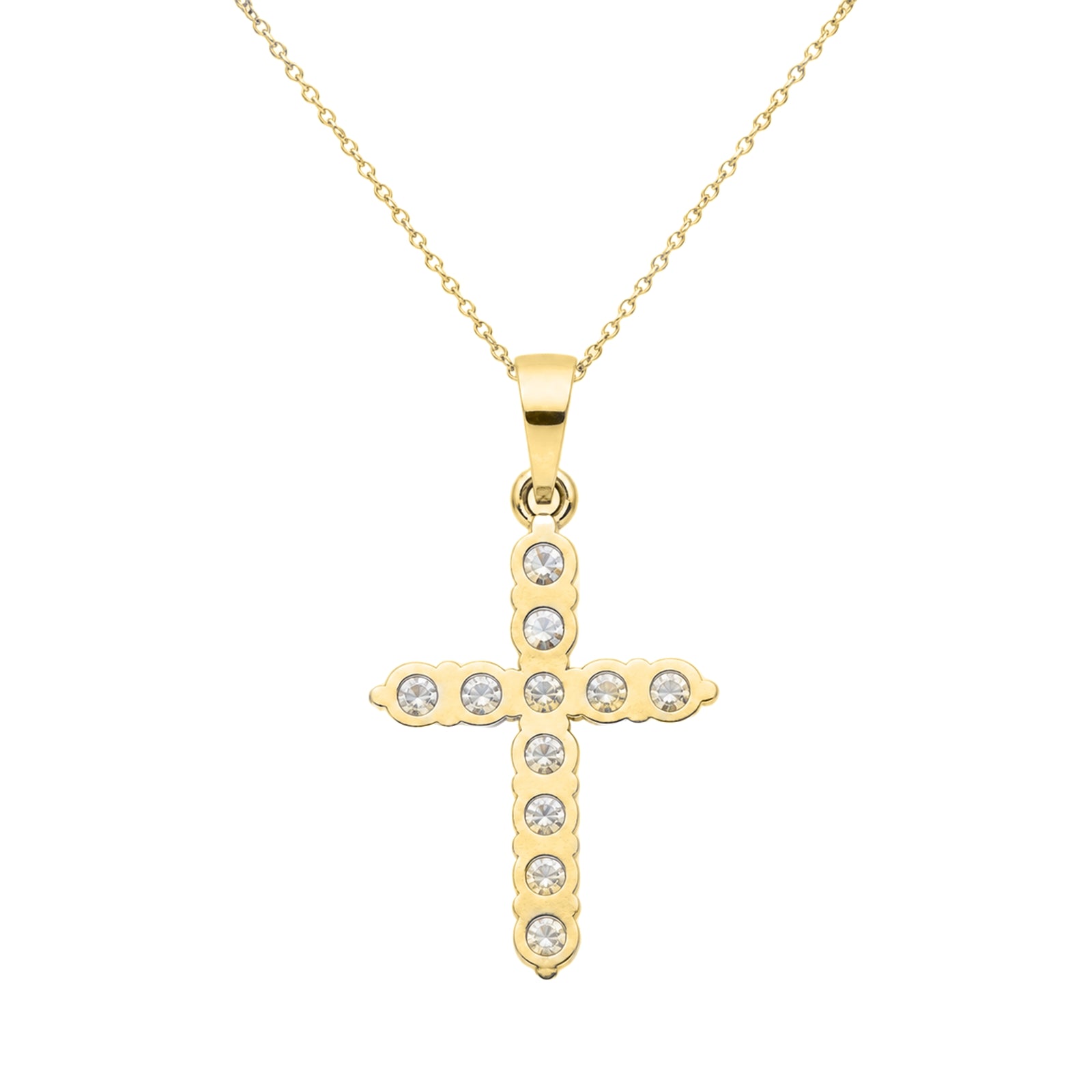 Diamonair Lab Grown Diamond (F/VS+) 2.00 carat Round cut Sterling Silver Cross Pendant - Sterling Silver | Gold over Silver