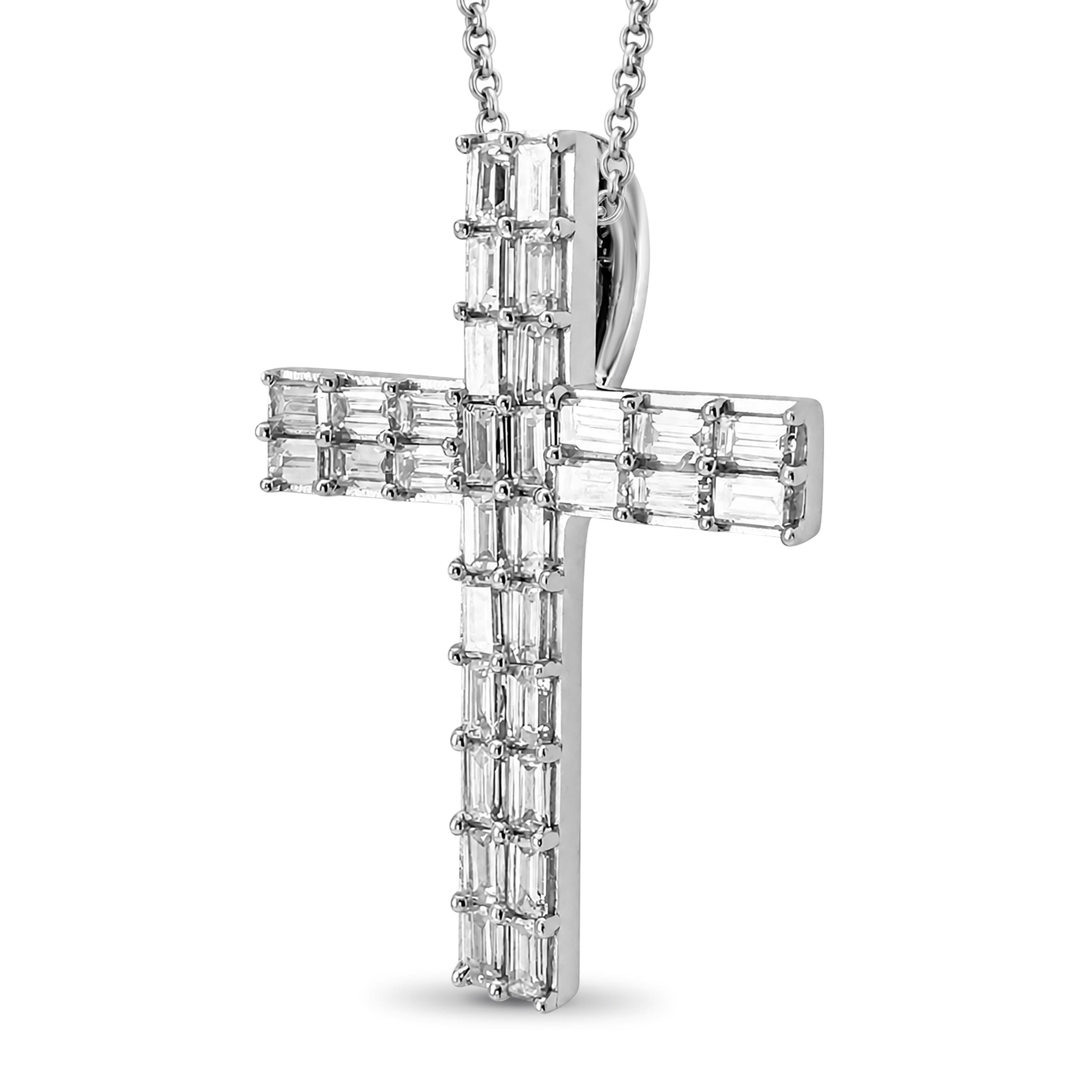 Diamonair Lab Grown Diamond (F/VS+) 1.00 carat Round cut Sterling Silver Cross Pendant - Sterling Silver | Gold over Silver