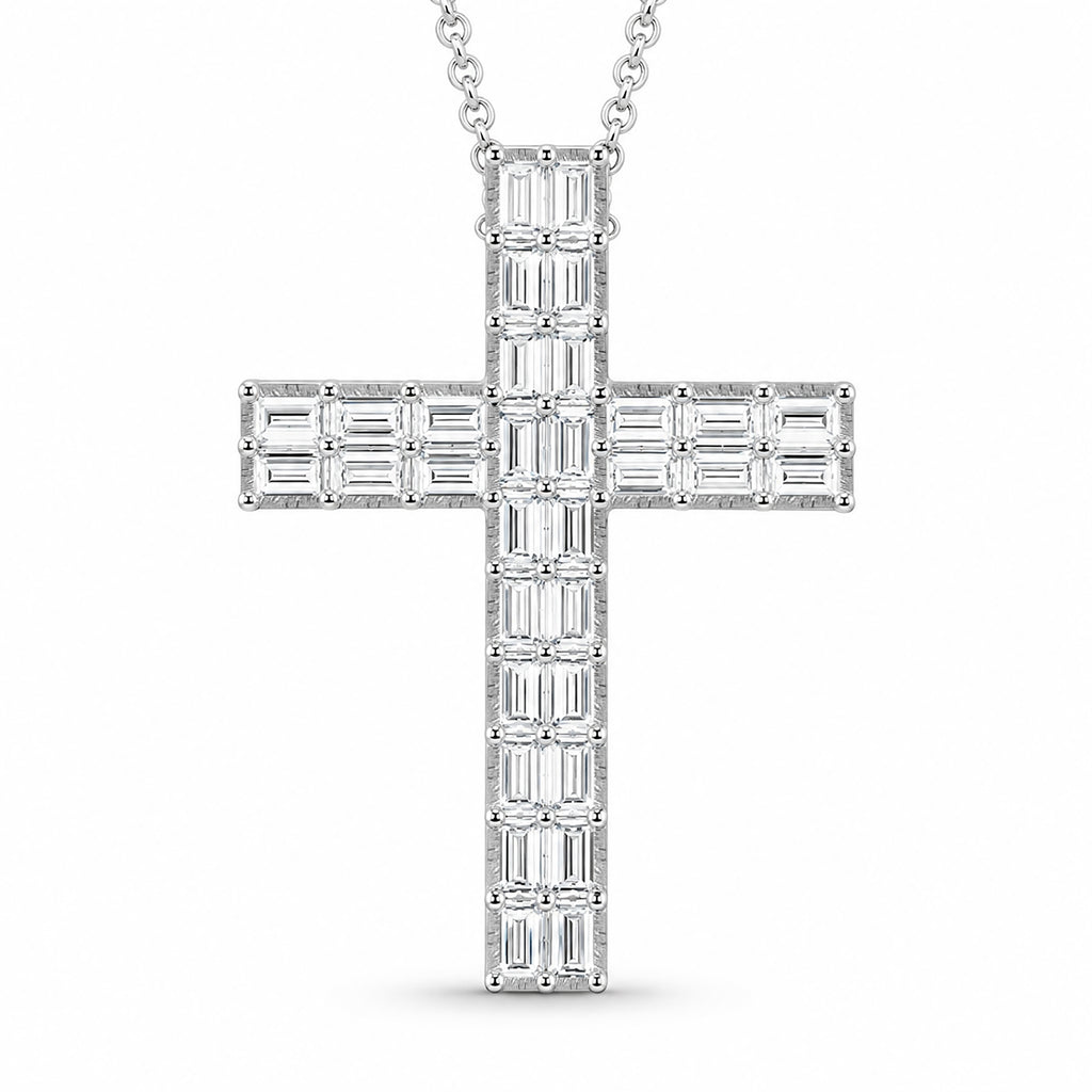 Diamonair Lab Grown Diamond (F/VS+) 1.00 carat Round cut Sterling Silver Cross Pendant - Sterling Silver | Gold over Silver