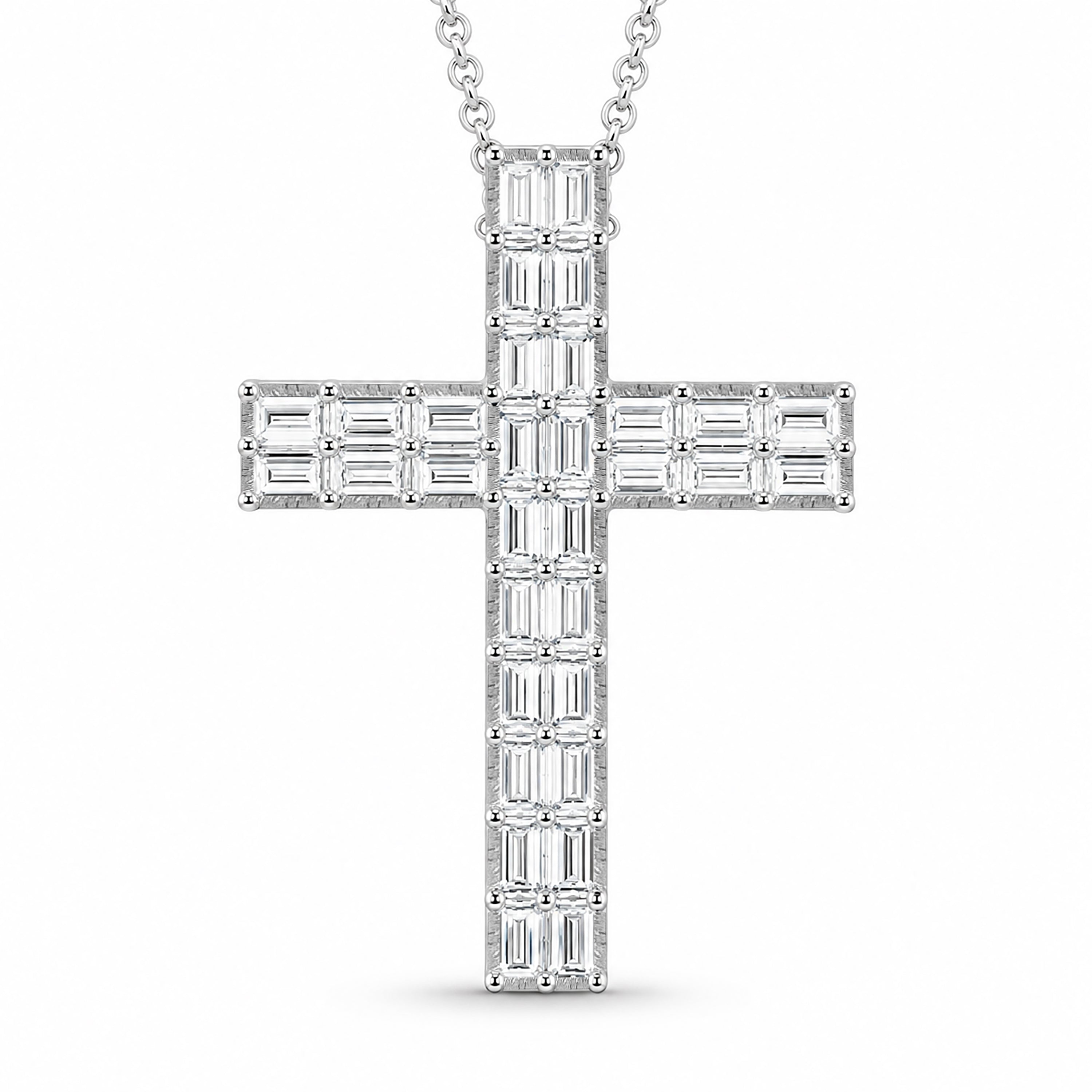 Diamonair Lab Grown Diamond (F/VS+) 1.00 carat Round cut Sterling Silver Cross Pendant - Sterling Silver | Gold over Silver