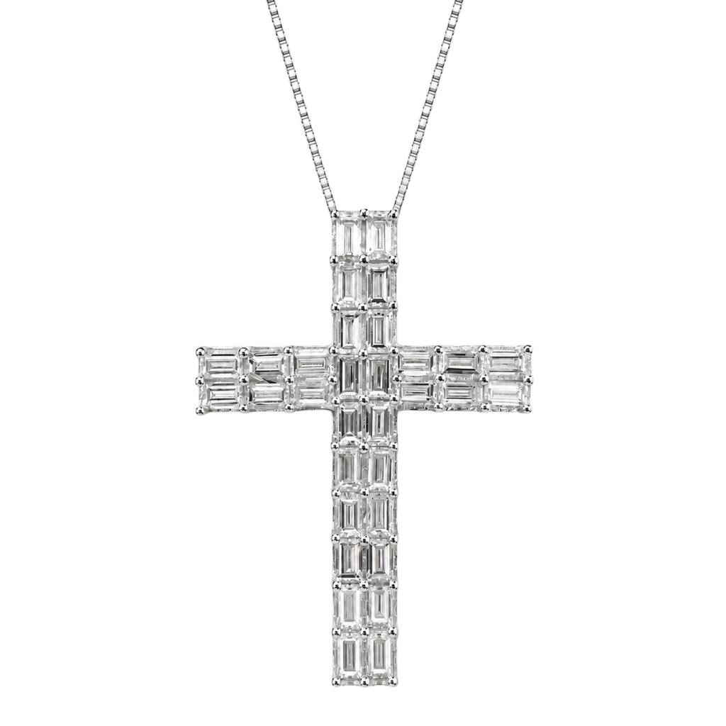 Diamonair Lab Grown Diamond (F/VS+) 1.00 carat Round cut Sterling Silver Cross Pendant - Sterling Silver | Gold over Silver