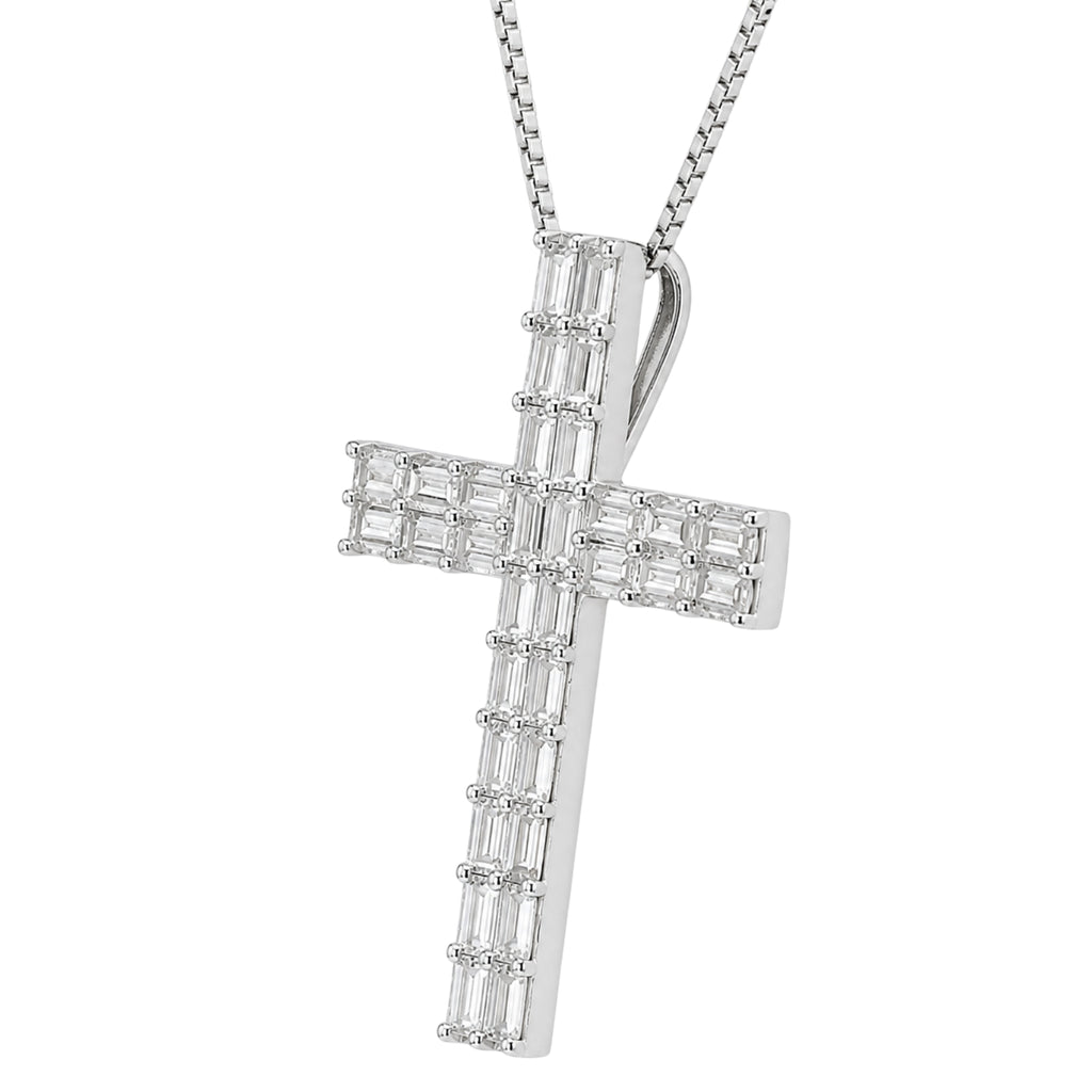 Diamonair Lab Grown Diamond (F/VS+) 1.00 carat Round cut Sterling Silver Cross Pendant - Sterling Silver | Gold over Silver