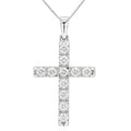 Diamonair Lab Grown Diamond (F/VS+) 3.00 carat Round cut Sterling Silver Cross Pendant - Sterling Silver