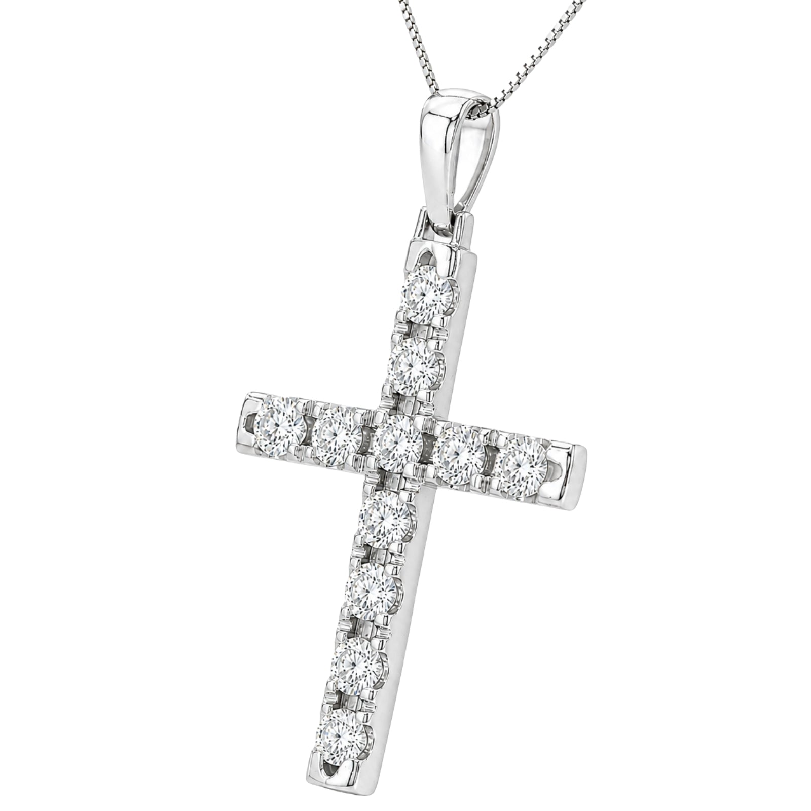 Diamonair Lab Grown Diamond (F/VS+) 3.00 carat Round cut Sterling Silver Cross Pendant - Sterling Silver