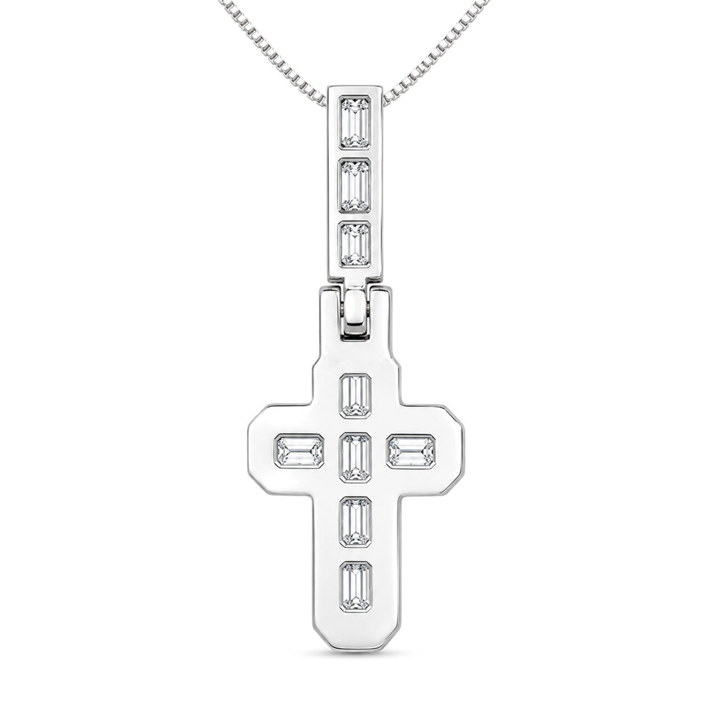 Diamonair Lab Grown Diamond (F/VS+) 4.00 carat Round cut Sterling Silver Cross Pendant - Sterling Silver | Gold over Silver