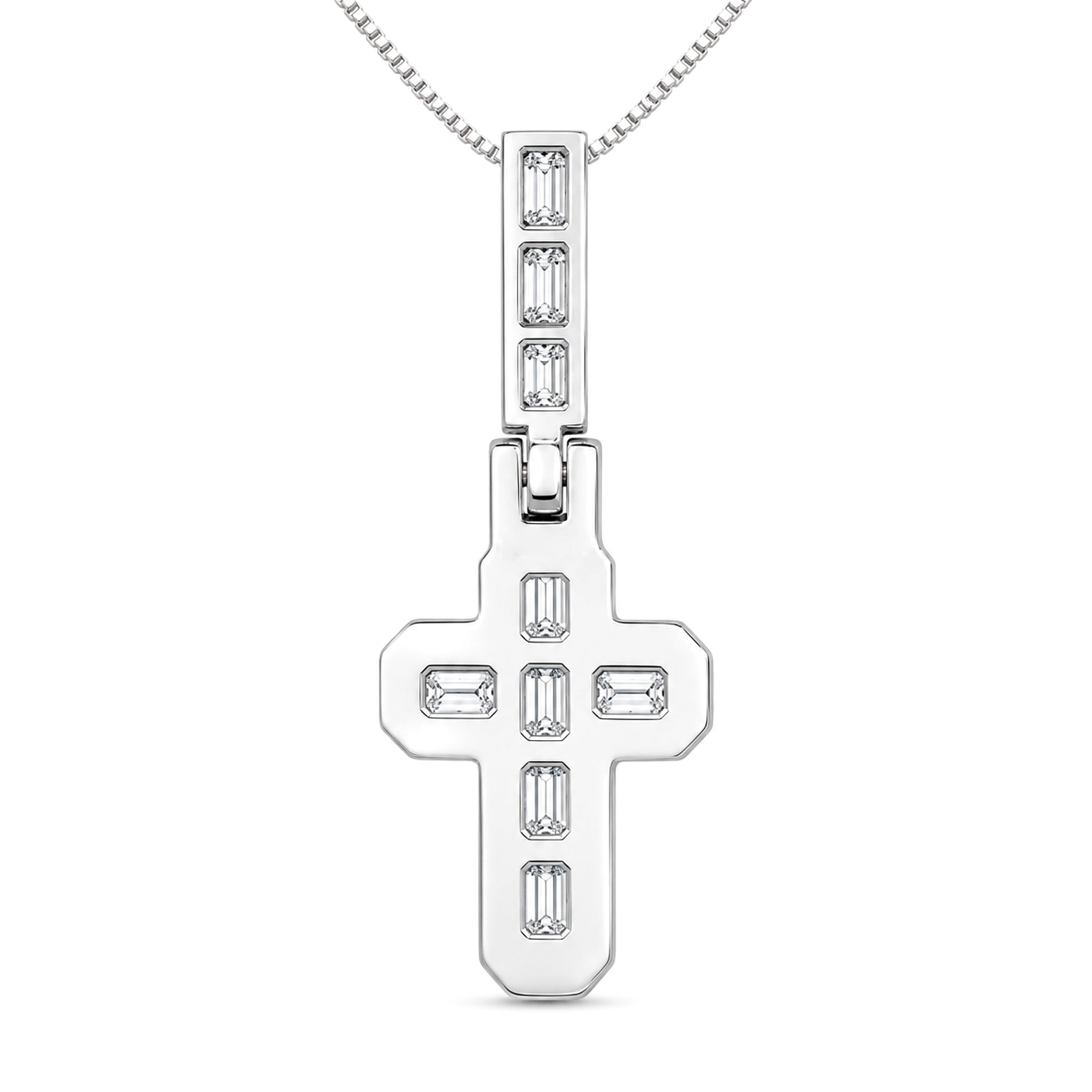 Diamonair Lab Grown Diamond (F/VS+) 4.00 carat Round cut Sterling Silver Cross Pendant - Sterling Silver | Gold over Silver