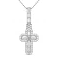 Diamonair Lab Grown Diamond (F/VS+) 4.00 carat Round cut Sterling Silver Cross Pendant - Sterling Silver | Gold over Silver