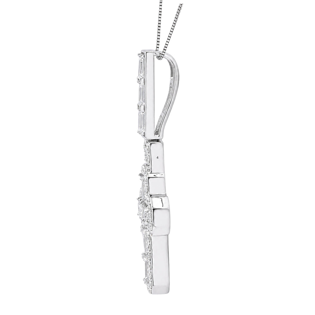 Diamonair Lab Grown Diamond (F/VS+) 4.00 carat Round cut Sterling Silver Cross Pendant - Sterling Silver | Gold over Silver