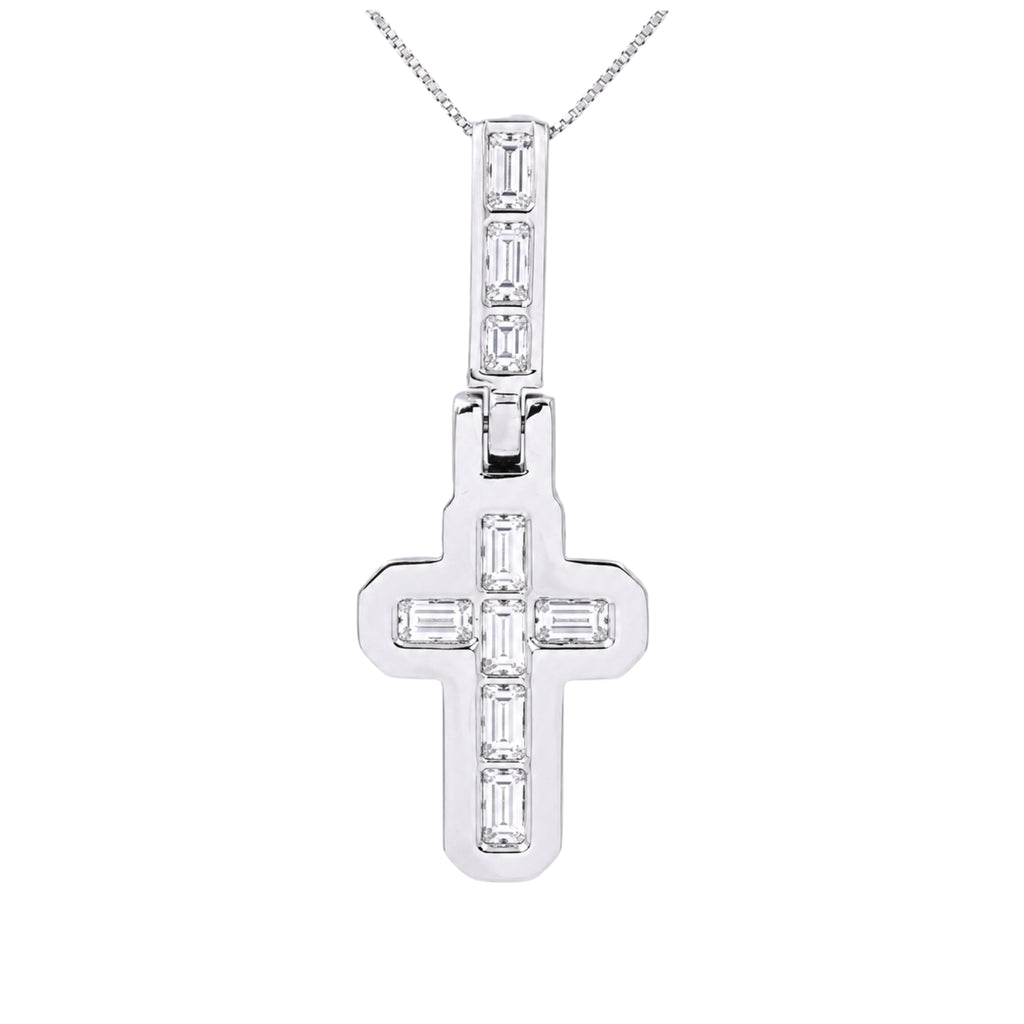 Diamonair Lab Grown Diamond (F/VS+) 4.00 carat Round cut Sterling Silver Cross Pendant - Sterling Silver | Gold over Silver