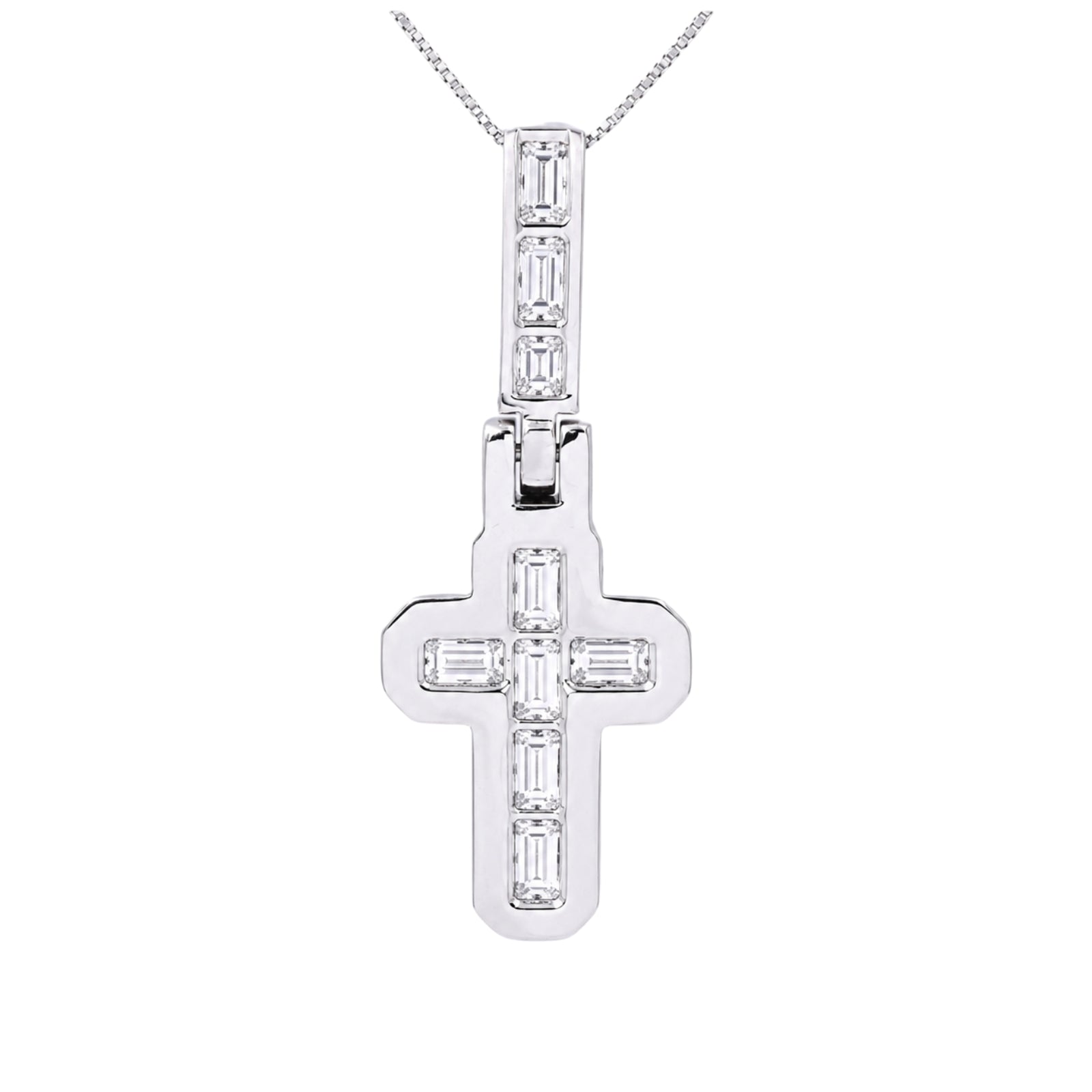 Diamonair Lab Grown Diamond (F/VS+) 4.00 carat Round cut Sterling Silver Cross Pendant - Sterling Silver | Gold over Silver