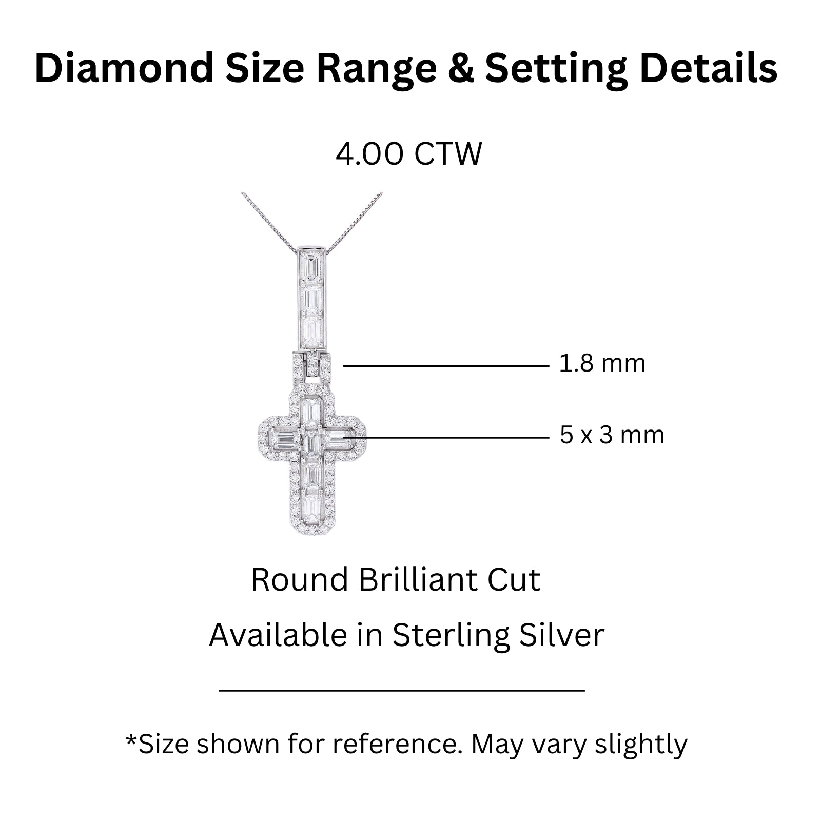 Diamonair Lab Grown Diamond (F/VS+) 4.00 carat Round cut Sterling Silver Cross Pendant - Sterling Silver | Gold over Silver