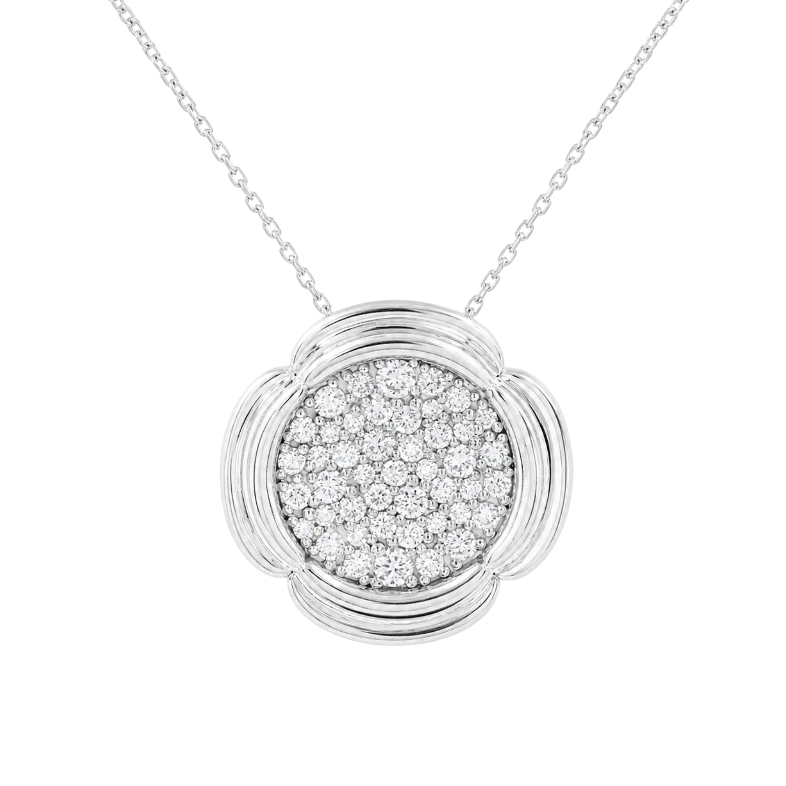 Diamonair Lab Grown Diamond (F/VS+) 1.00 carat Round cut Sterling Silver Cluster Pendant - Sterling Silver | Gold over Silver