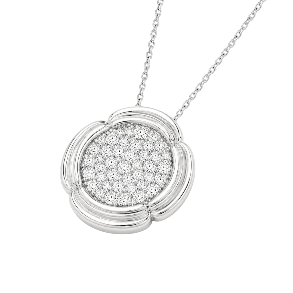 Diamonair Lab Grown Diamond (F/VS+) 1.00 carat Round cut Sterling Silver Cluster Pendant - Sterling Silver | Gold over Silver