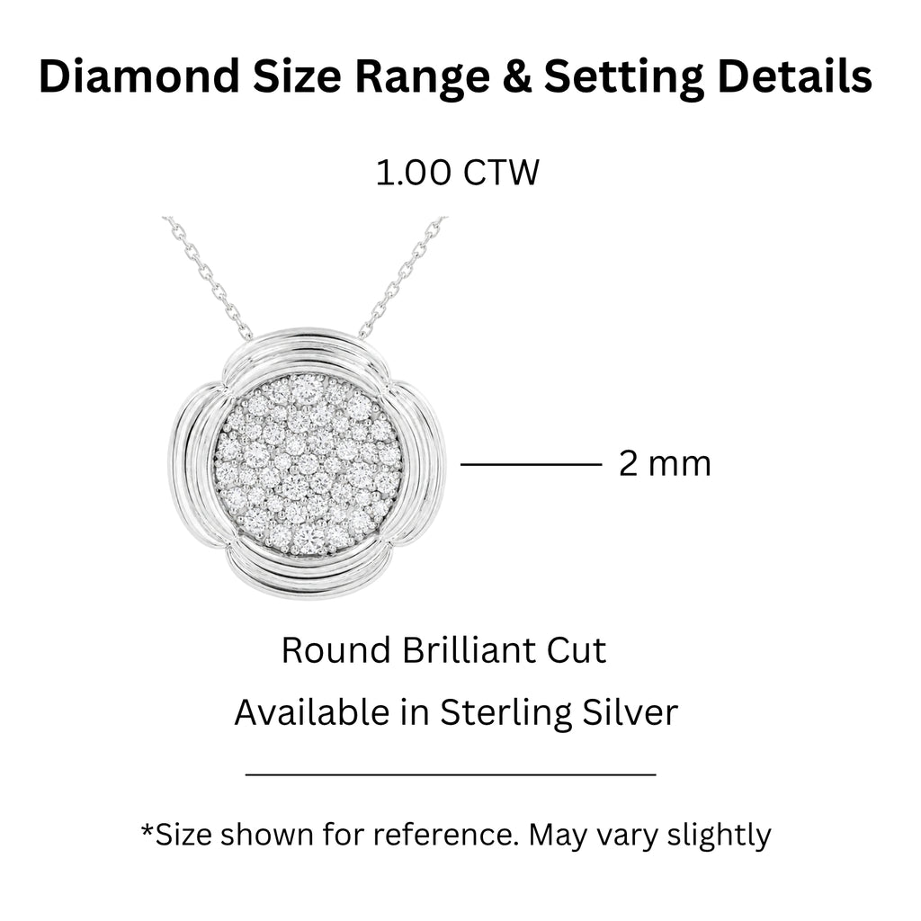 Diamonair Lab Grown Diamond (F/VS+) 1.00 carat Round cut Sterling Silver Cluster Pendant - Sterling Silver | Gold over Silver