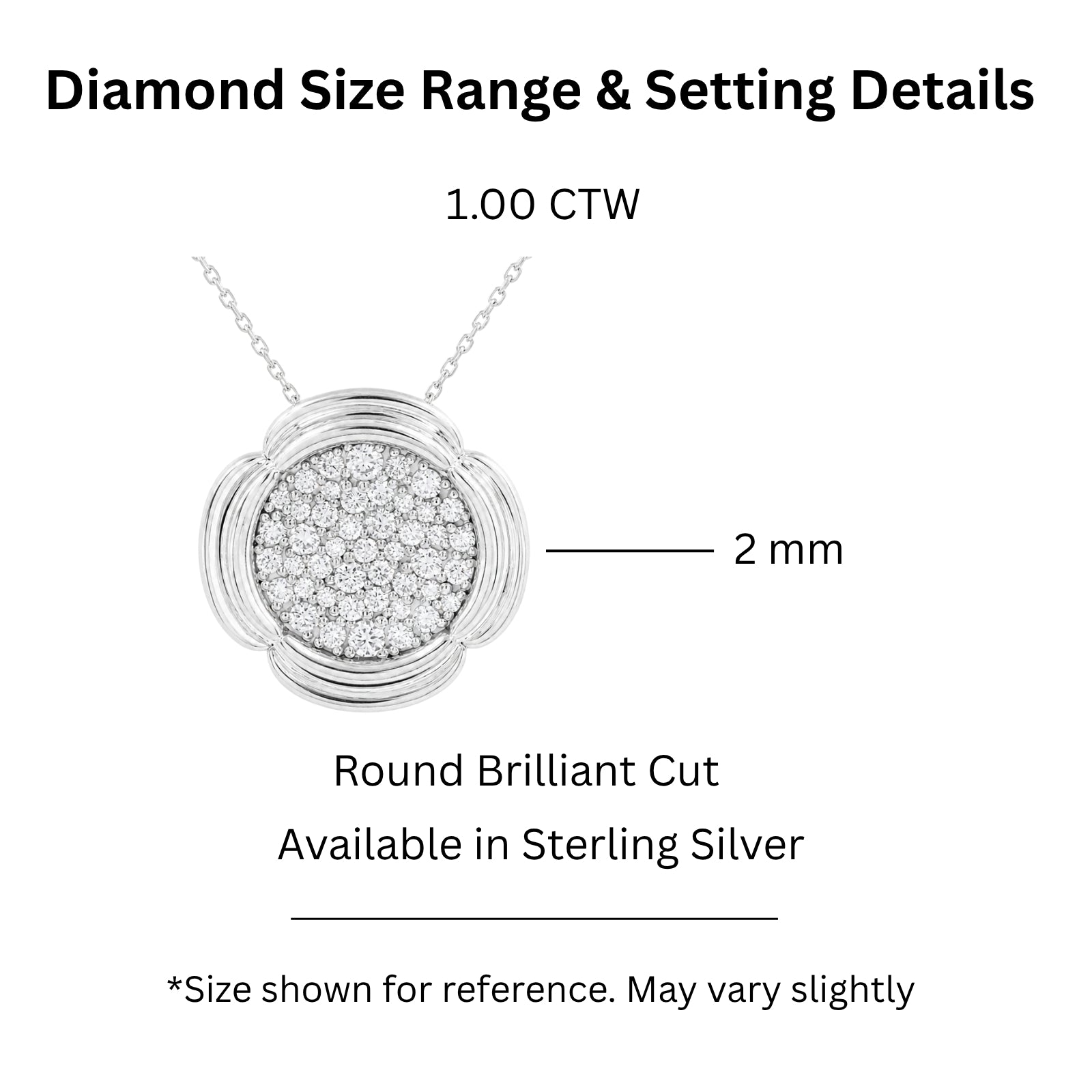 Diamonair Lab Grown Diamond (F/VS+) 1.00 carat Round cut Sterling Silver Cluster Pendant - Sterling Silver | Gold over Silver