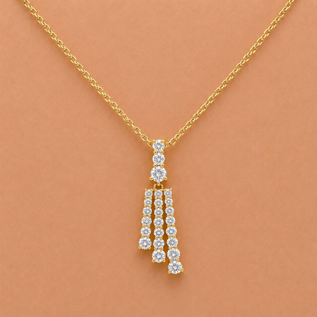 Diamonair Lab Grown Diamond (F/VS+) 2.00 carat Round cut Sterling Silver Pendant - Sterling Silver