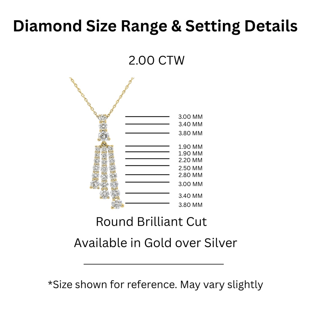 Diamonair Lab Grown Diamond (F/VS+) 2.00 carat Round cut Sterling Silver Pendant - Sterling Silver
