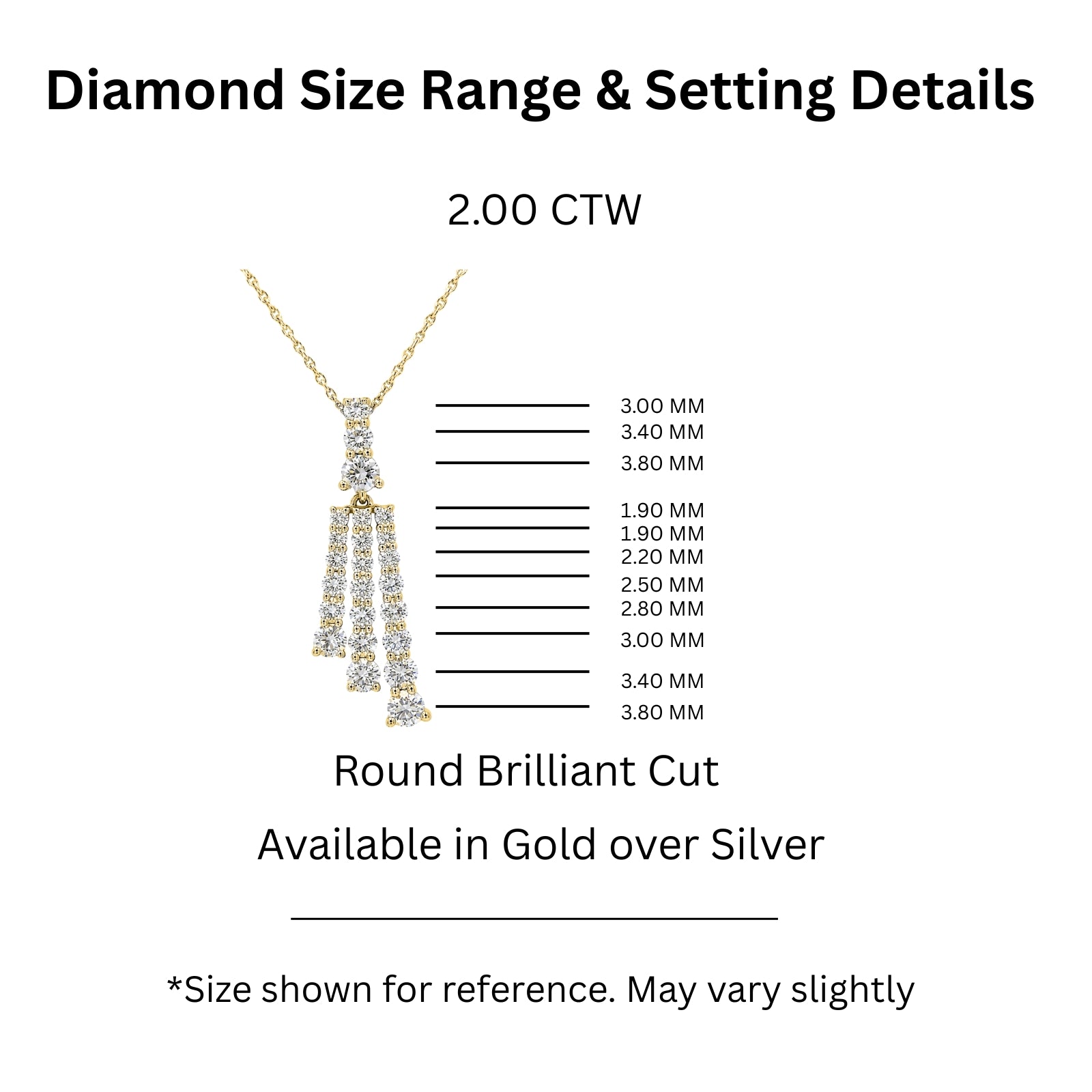 Diamonair Lab Grown Diamond (F/VS+) 2.00 carat Round cut Sterling Silver Pendant - Sterling Silver
