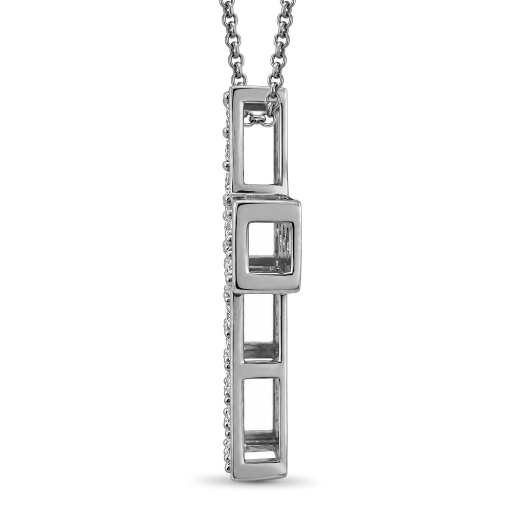 Diamonair Lab Grown Diamond (F/VS+) 3.00 carat Round cut Sterling Silver Cross Pendant - Sterling Silver | Gold over Silver