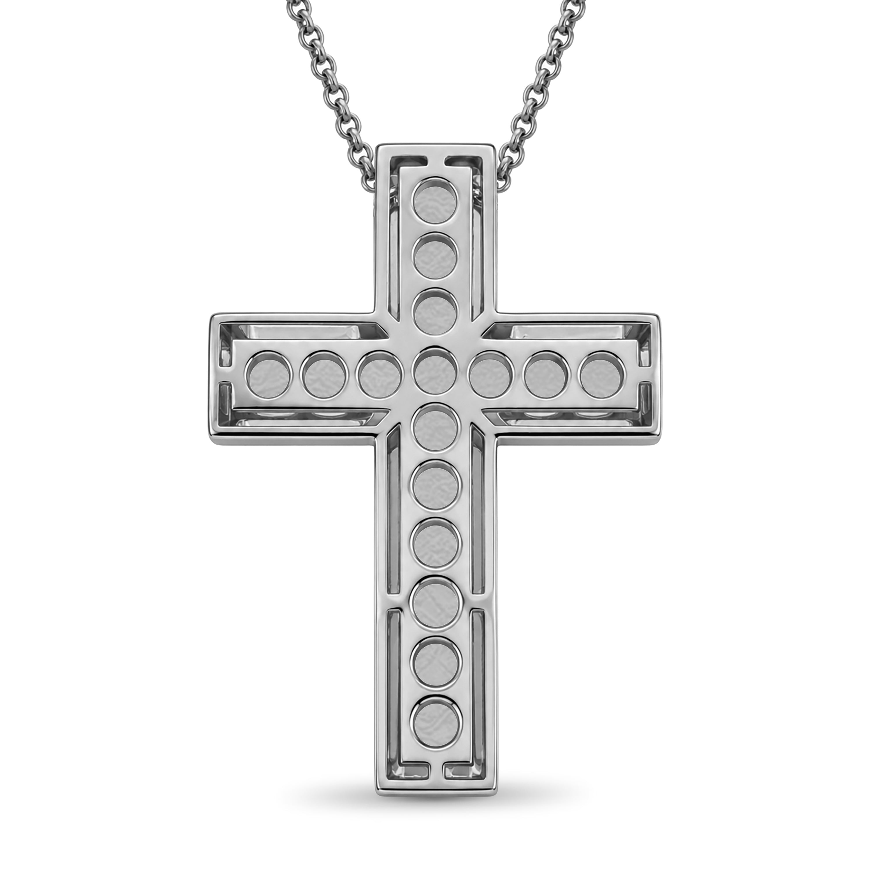 Diamonair Lab Grown Diamond (F/VS+) 3.00 carat Round cut Sterling Silver Cross Pendant - Sterling Silver | Gold over Silver