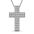 Diamonair Lab Grown Diamond (F/VS+) 3.00 carat Round cut Sterling Silver Cross Pendant - Sterling Silver | Gold over Silver