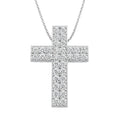 Diamonair Lab Grown Diamond (F/VS+) 3.00 carat Round cut Sterling Silver Cross Pendant - Sterling Silver | Gold over Silver