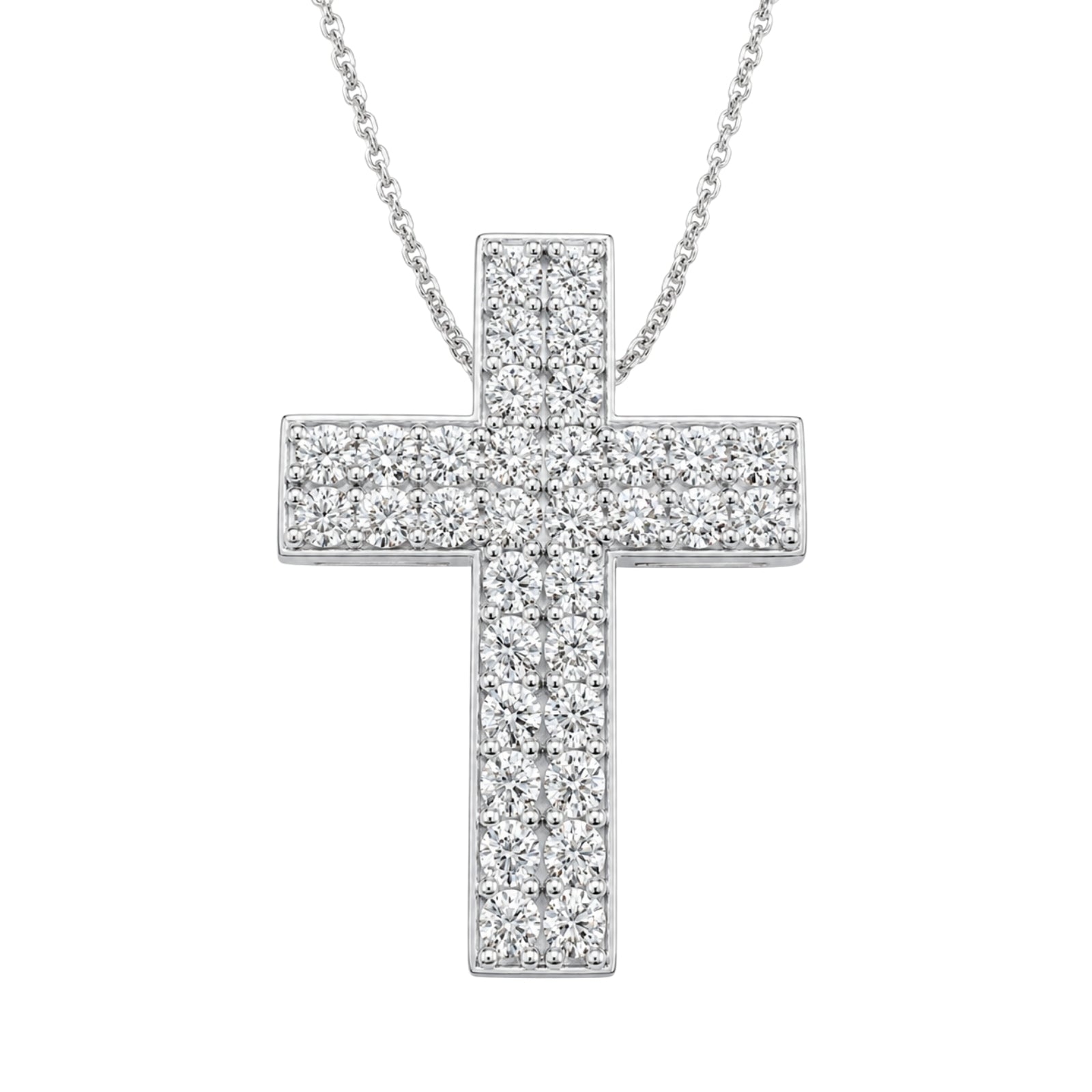 Diamonair Lab Grown Diamond (F/VS+) 3.00 carat Round cut Sterling Silver Cross Pendant - Sterling Silver | Gold over Silver
