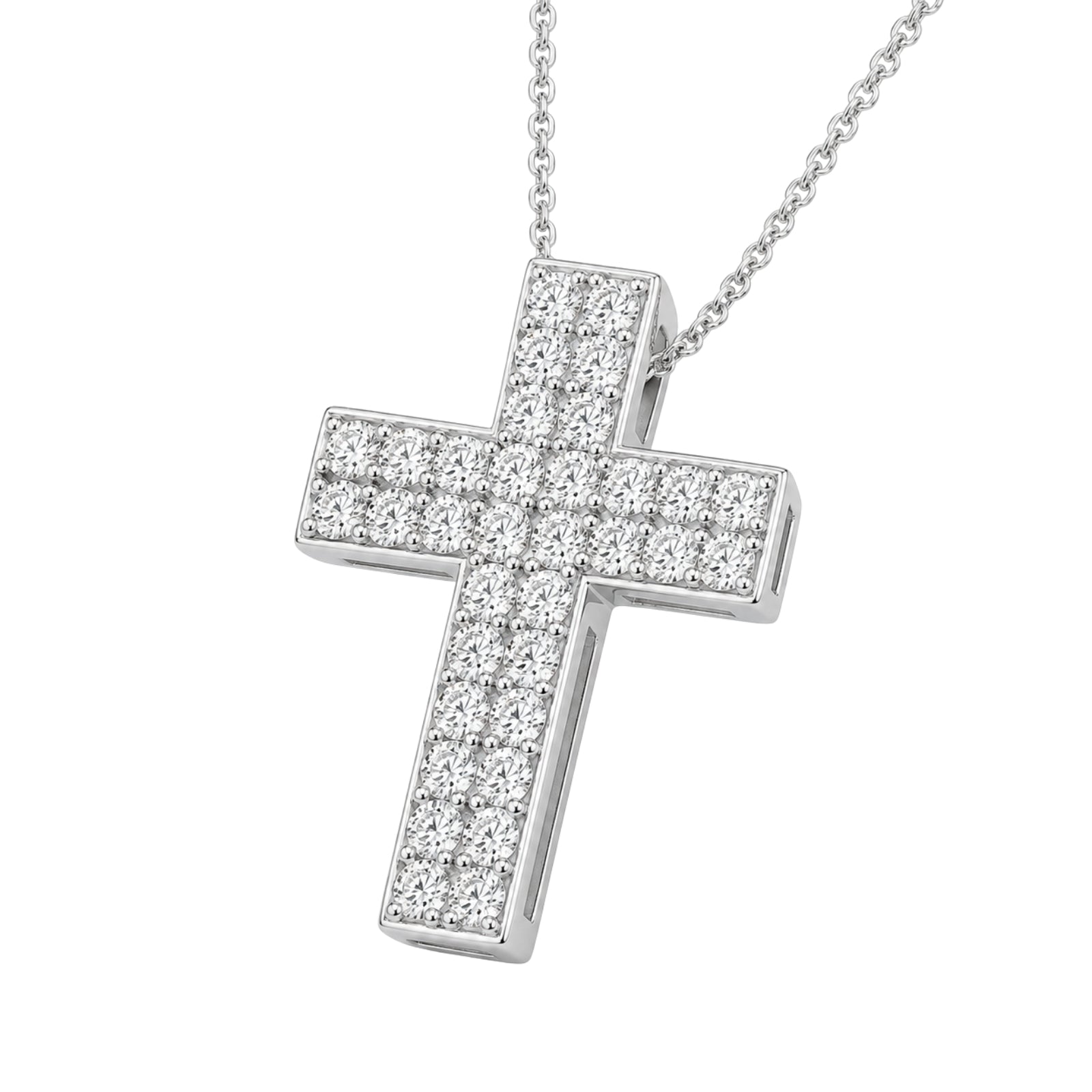 Diamonair Lab Grown Diamond (F/VS+) 3.00 carat Round cut Sterling Silver Cross Pendant - Sterling Silver | Gold over Silver