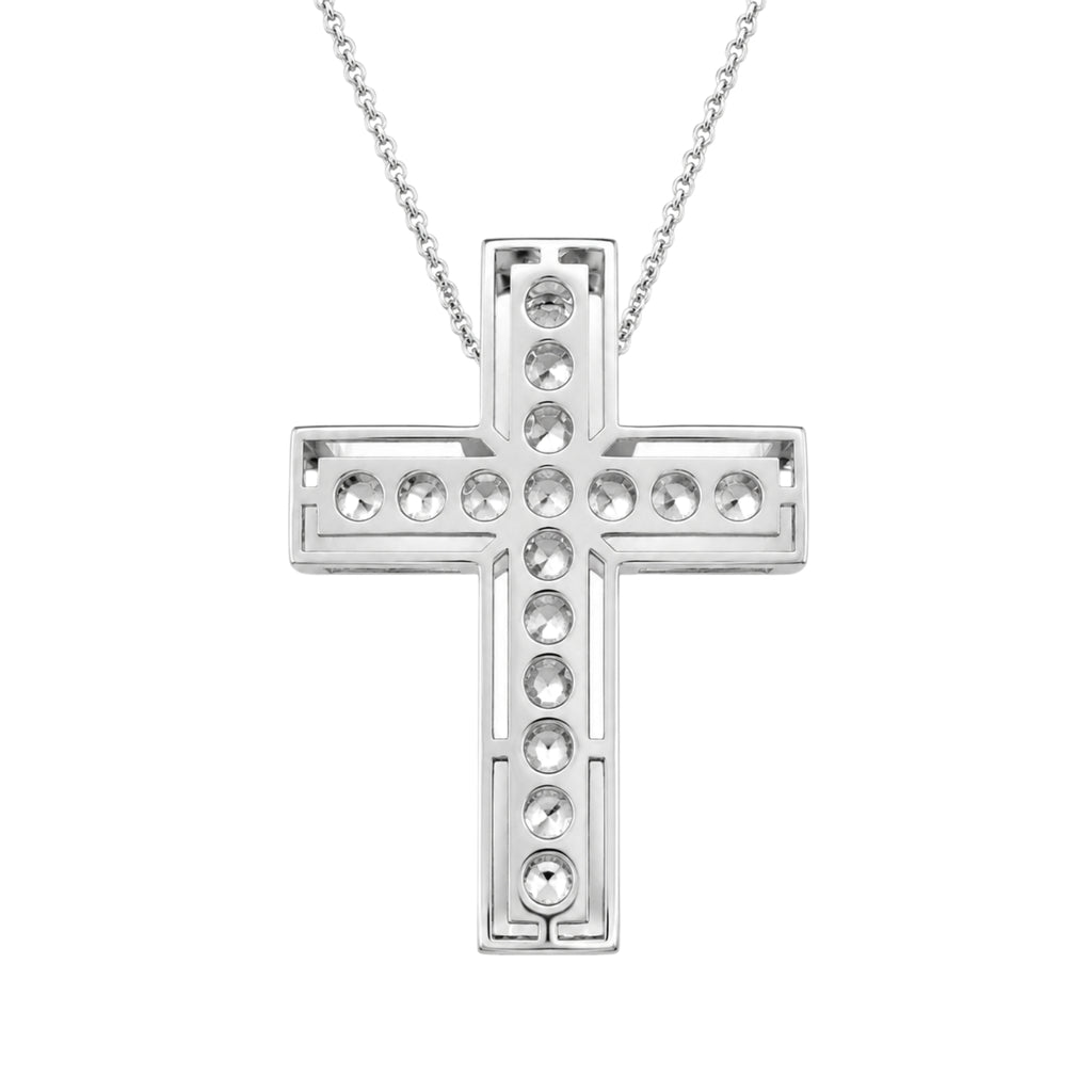 Diamonair Lab Grown Diamond (F/VS+) 3.00 carat Round cut Sterling Silver Cross Pendant - Sterling Silver | Gold over Silver