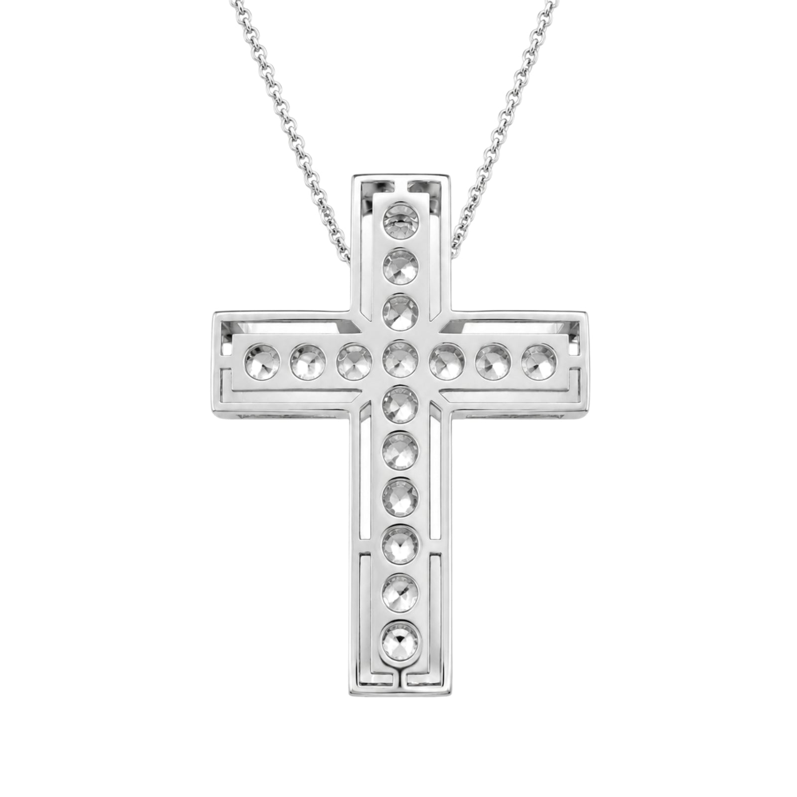 Diamonair Lab Grown Diamond (F/VS+) 3.00 carat Round cut Sterling Silver Cross Pendant - Sterling Silver | Gold over Silver