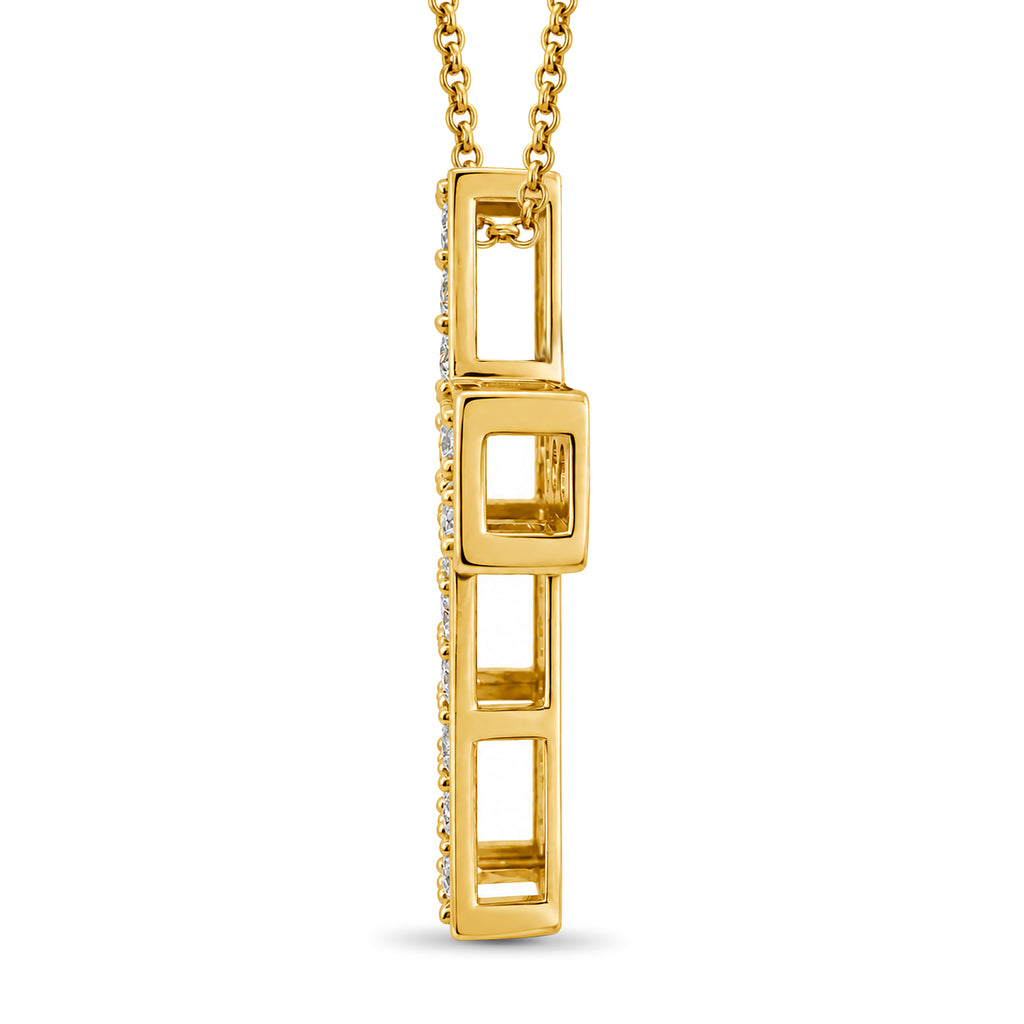 Diamonair Lab Grown Diamond (F/VS+) 3.00 carat Round cut Sterling Silver Cross Pendant - Sterling Silver | Gold over Silver
