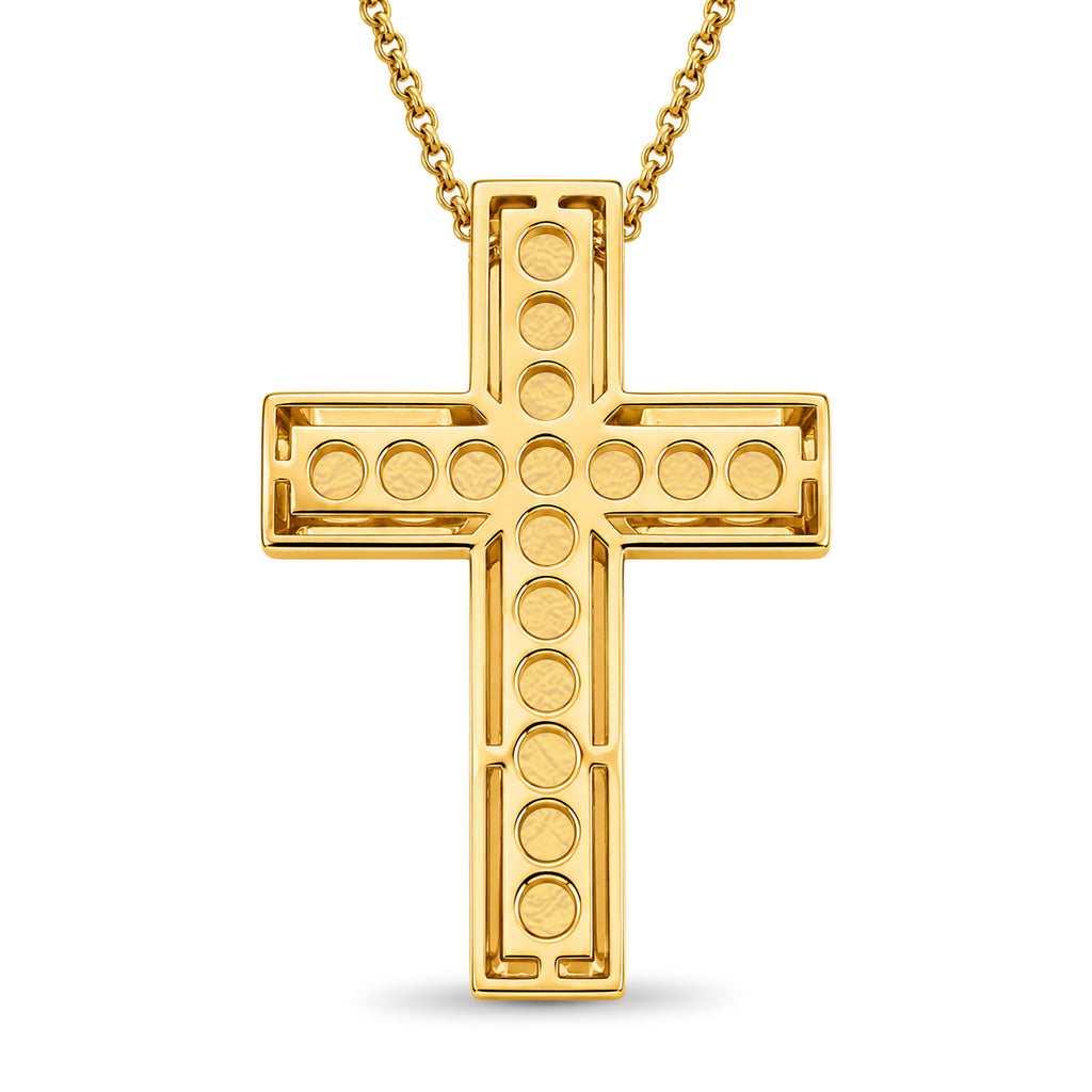 Diamonair Lab Grown Diamond (F/VS+) 3.00 carat Round cut Sterling Silver Cross Pendant - Sterling Silver | Gold over Silver