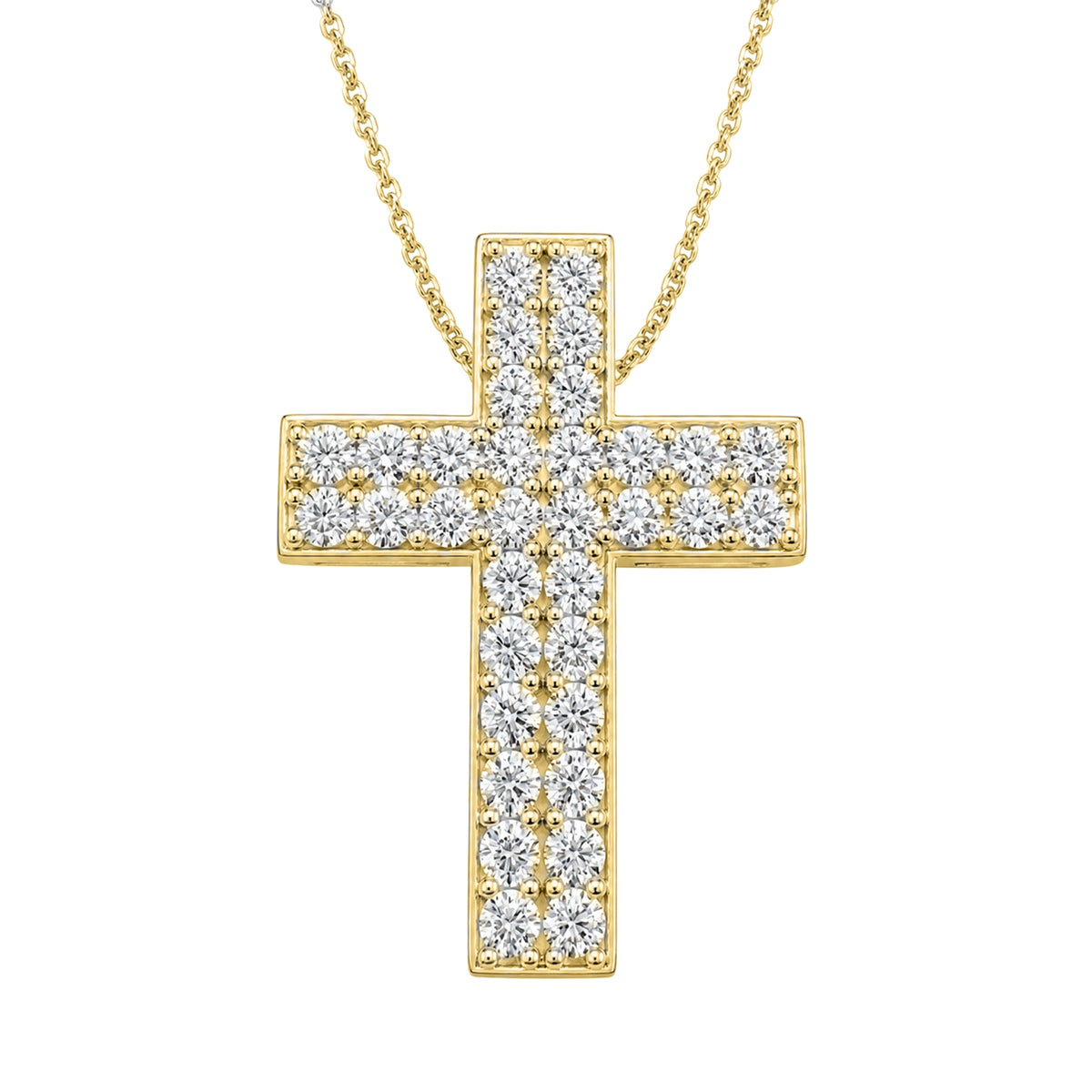 3 ctw Round Cross Pendant Necklace