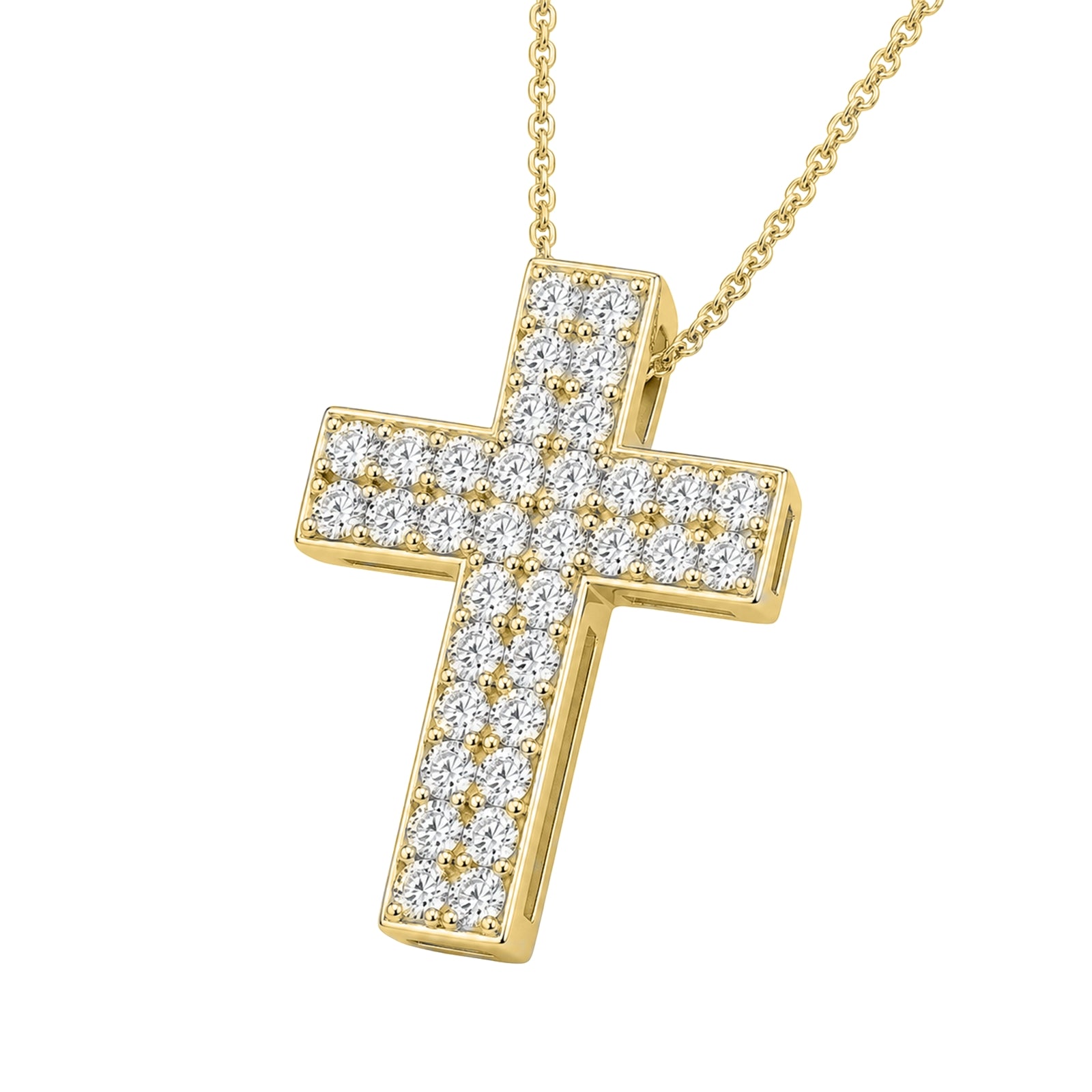 Diamonair Lab Grown Diamond (F/VS+) 3.00 carat Round cut Sterling Silver Cross Pendant - Sterling Silver | Gold over Silver