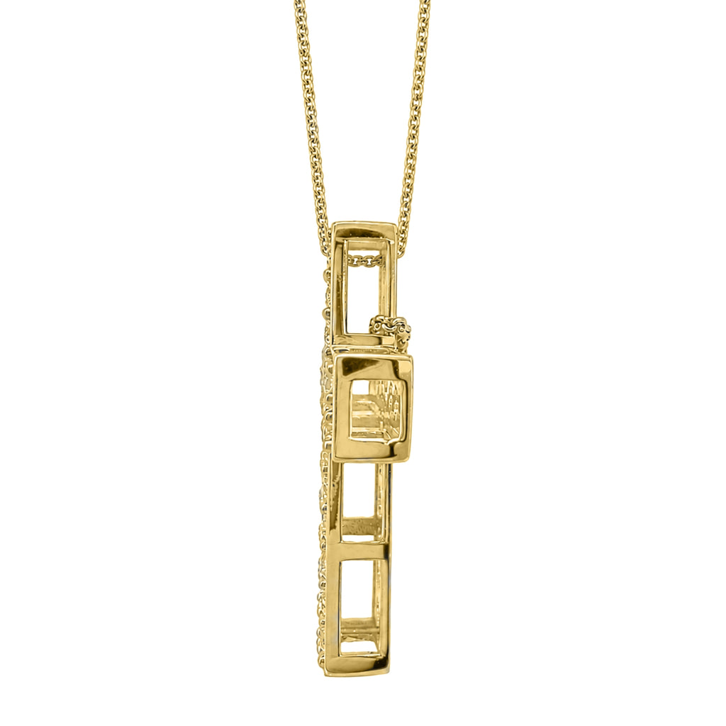 Diamonair Lab Grown Diamond (F/VS+) 3.00 carat Round cut Sterling Silver Cross Pendant - Sterling Silver | Gold over Silver