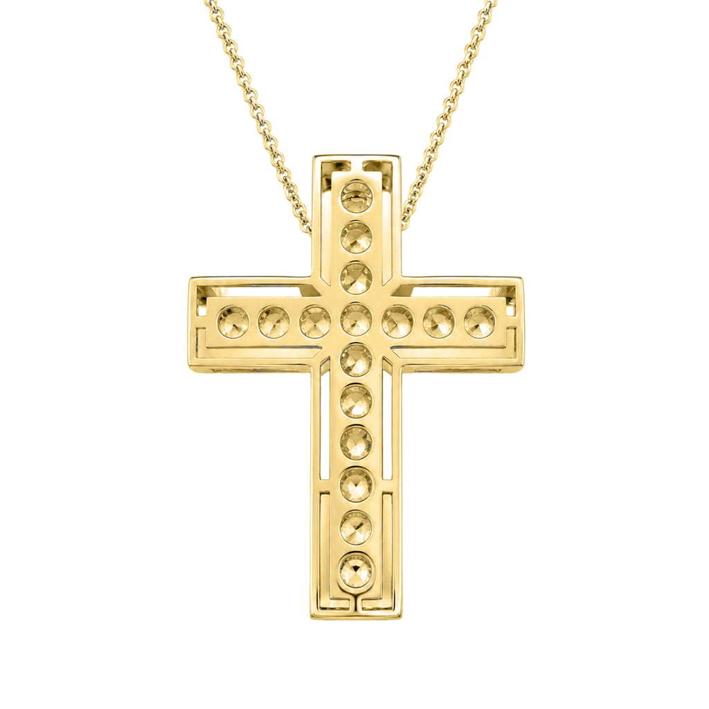 Diamonair Lab Grown Diamond (F/VS+) 3.00 carat Round cut Sterling Silver Cross Pendant - Sterling Silver | Gold over Silver