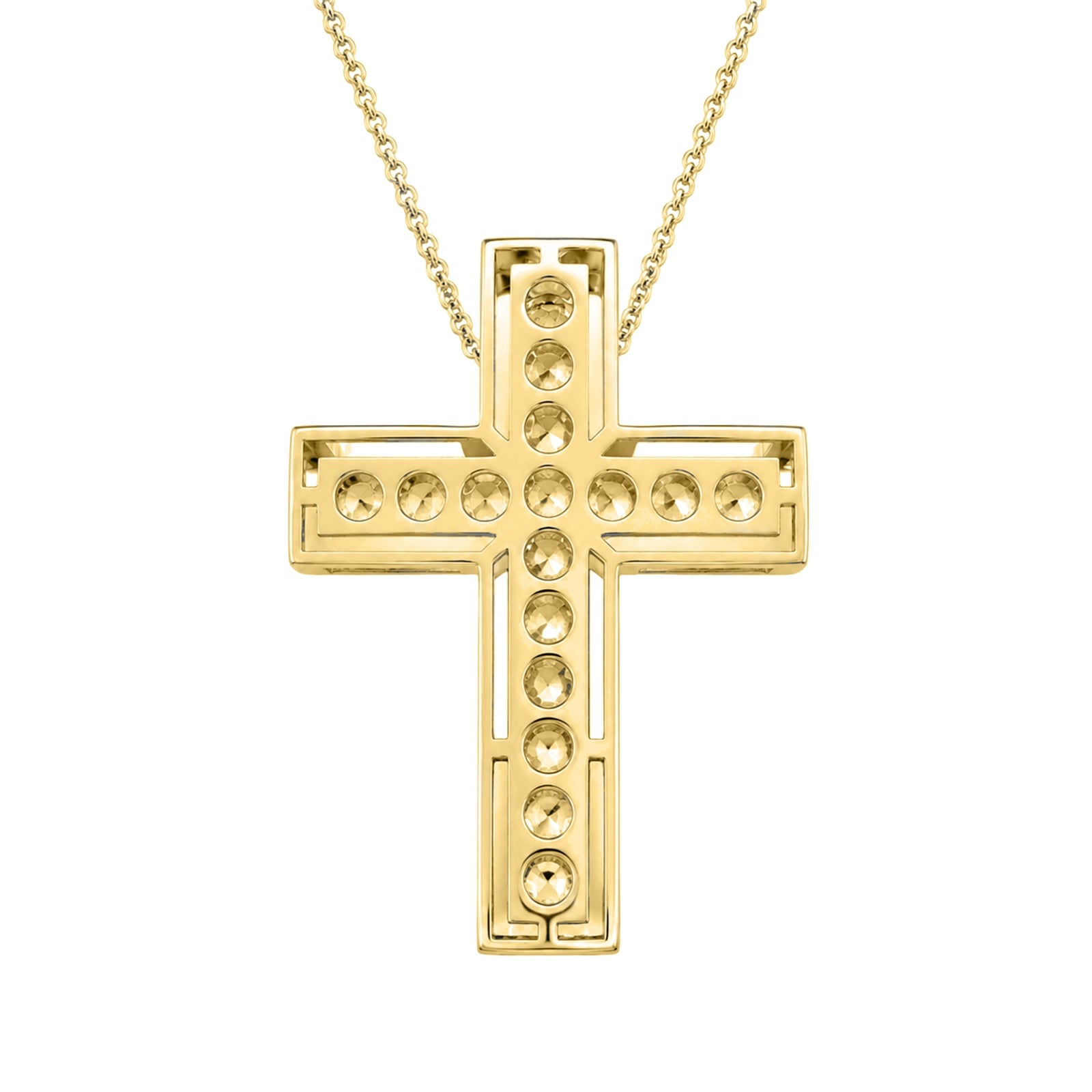 Diamonair Lab Grown Diamond (F/VS+) 3.00 carat Round cut Sterling Silver Cross Pendant - Sterling Silver | Gold over Silver