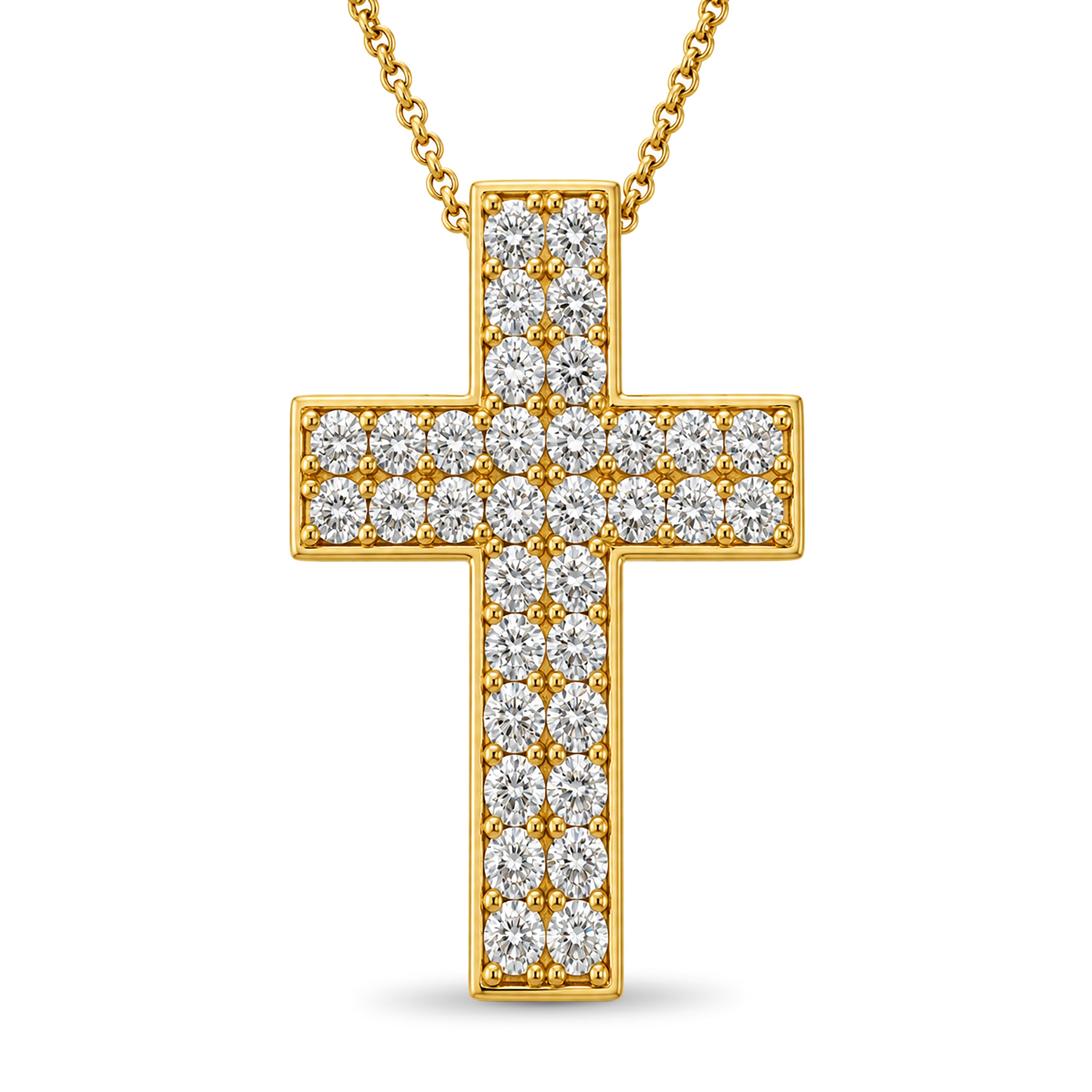 Diamonair Lab Grown Diamond (F/VS+) 3.00 carat Round cut Sterling Silver Cross Pendant - Sterling Silver | Gold over Silver