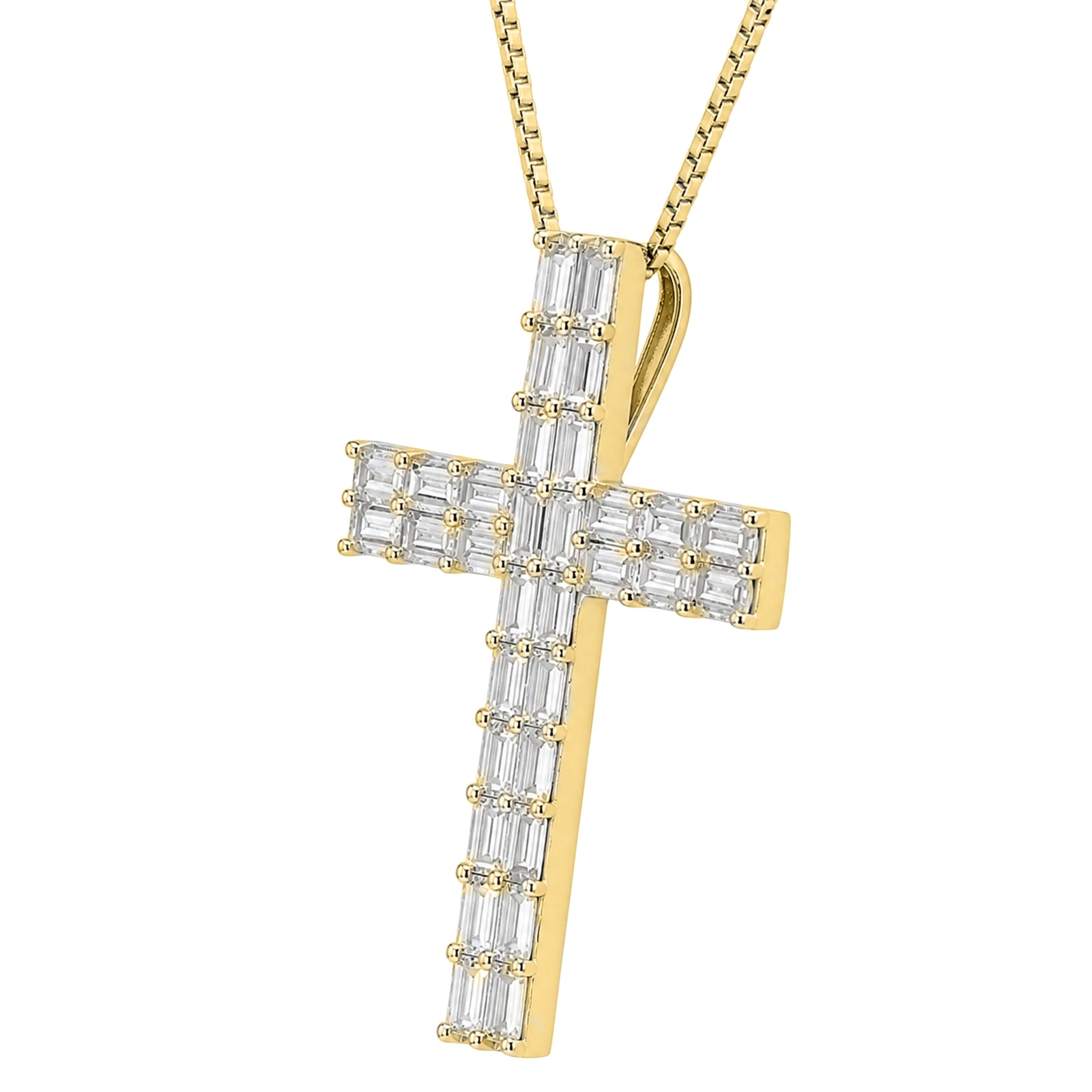 Diamonair Lab Grown Diamond (F/VS+) 1.00 carat Round cut Sterling Silver Cross Pendant - Sterling Silver | Gold over Silver