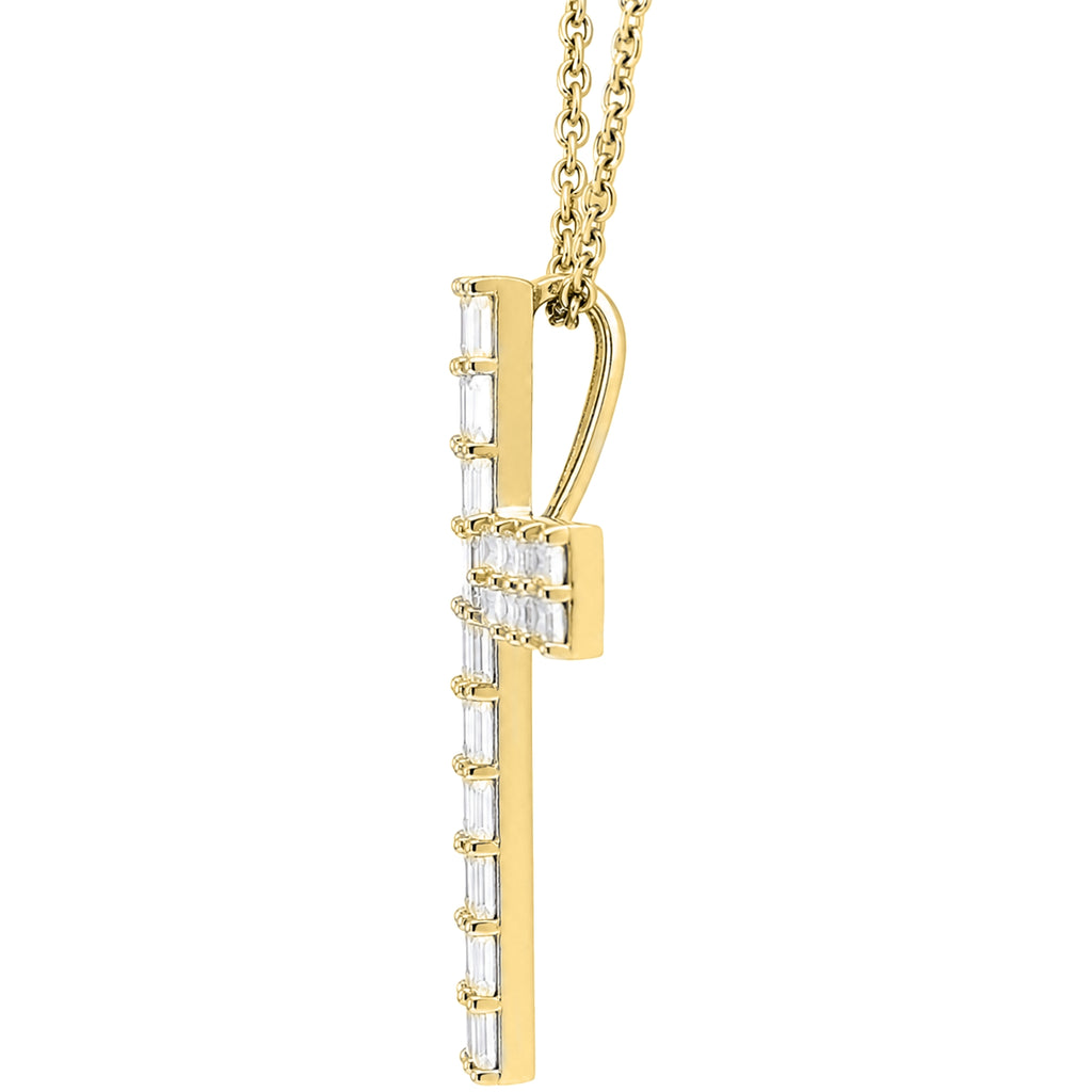 Diamonair Lab Grown Diamond (F/VS+) 1.00 carat Round cut Sterling Silver Cross Pendant - Sterling Silver | Gold over Silver