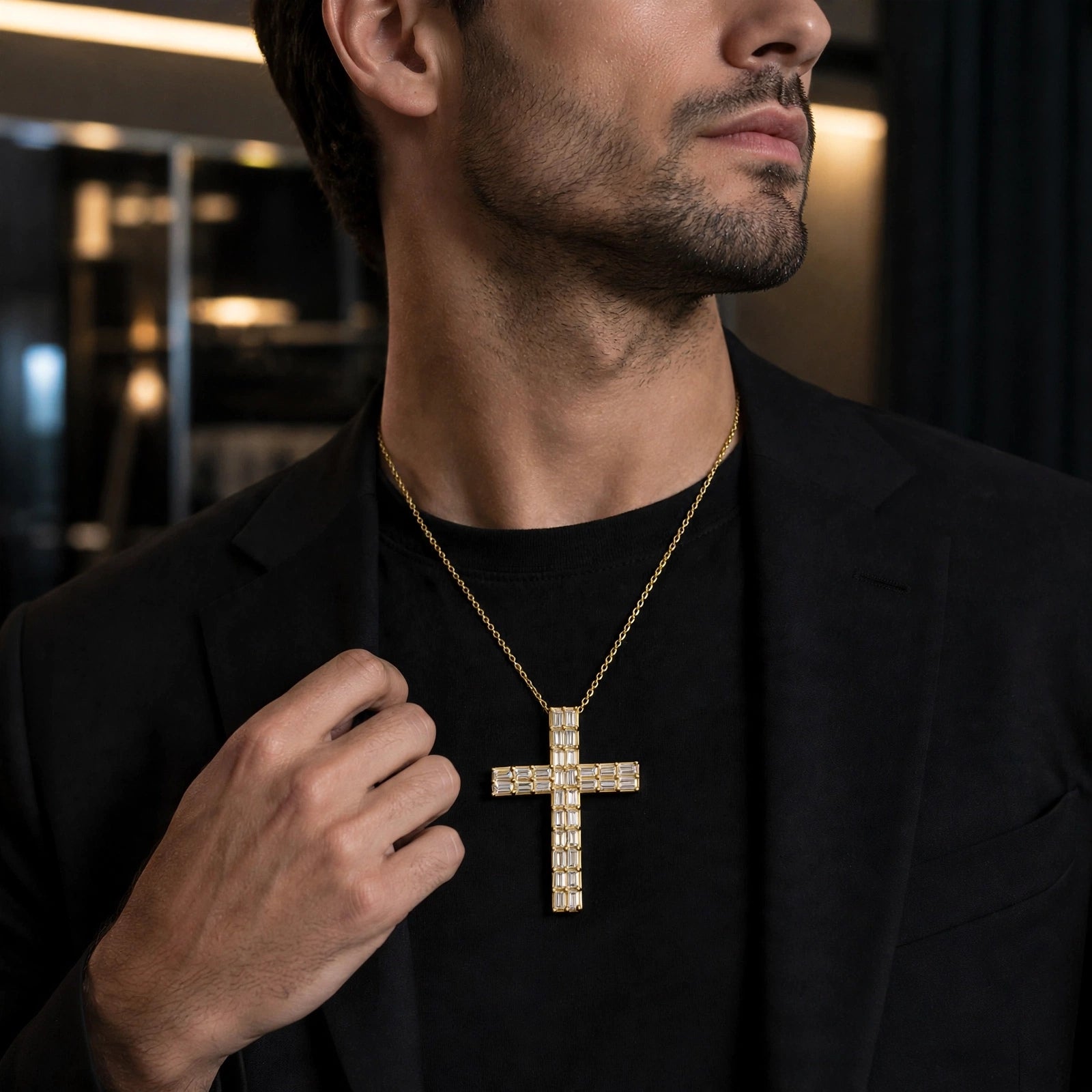 Diamonair Lab Grown Diamond (F/VS+) 1.00 carat Round cut Sterling Silver Cross Pendant - Sterling Silver | Gold over Silver