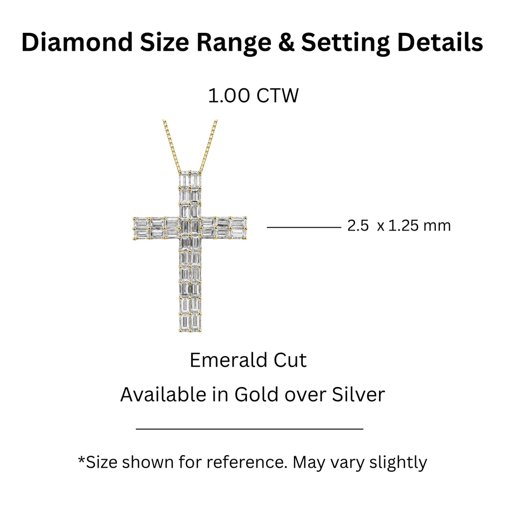 Diamonair Lab Grown Diamond (F/VS+) 1.00 carat Round cut Sterling Silver Cross Pendant - Sterling Silver | Gold over Silver